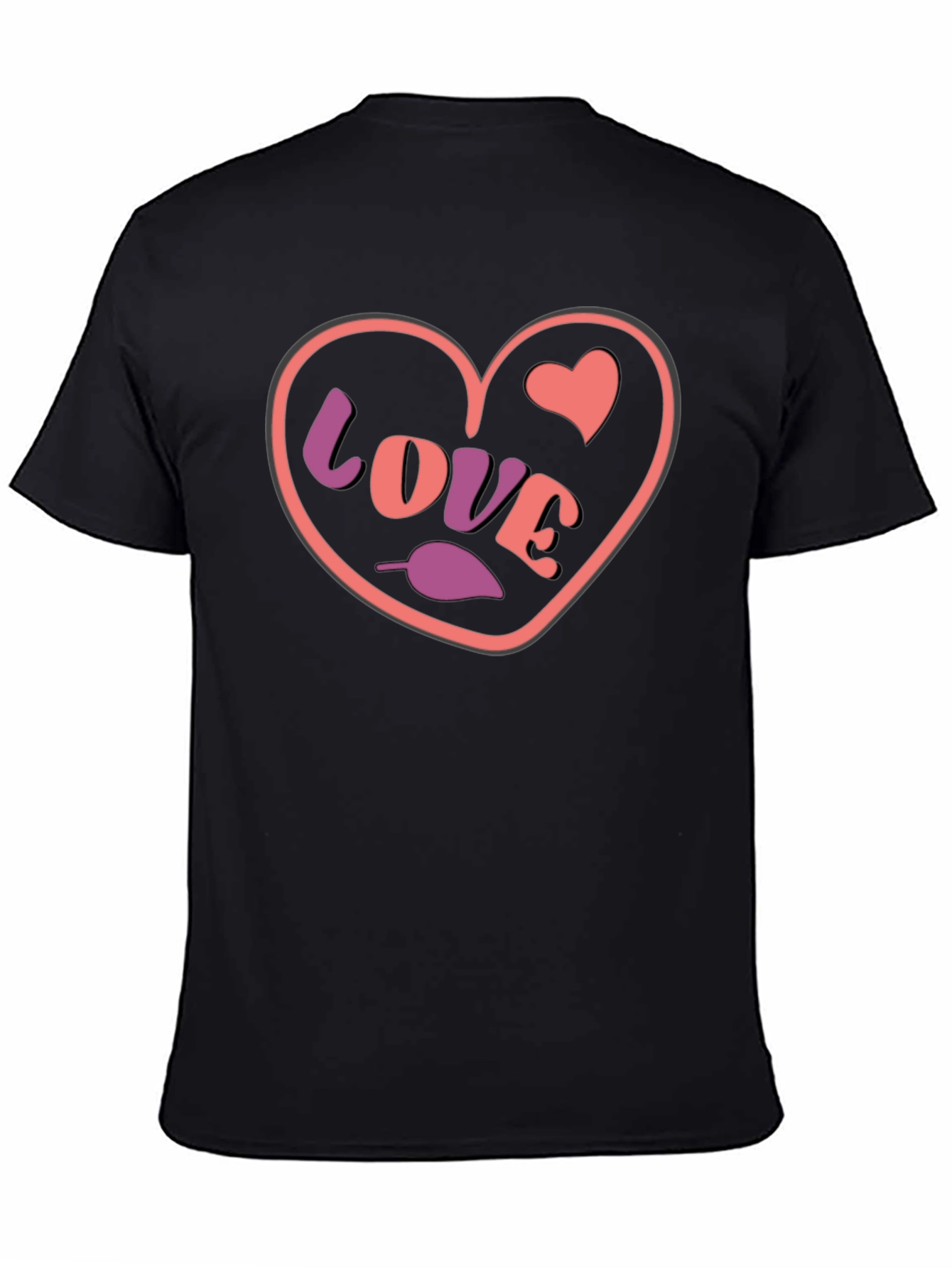 Heart Love Graphic Black T-Shirt