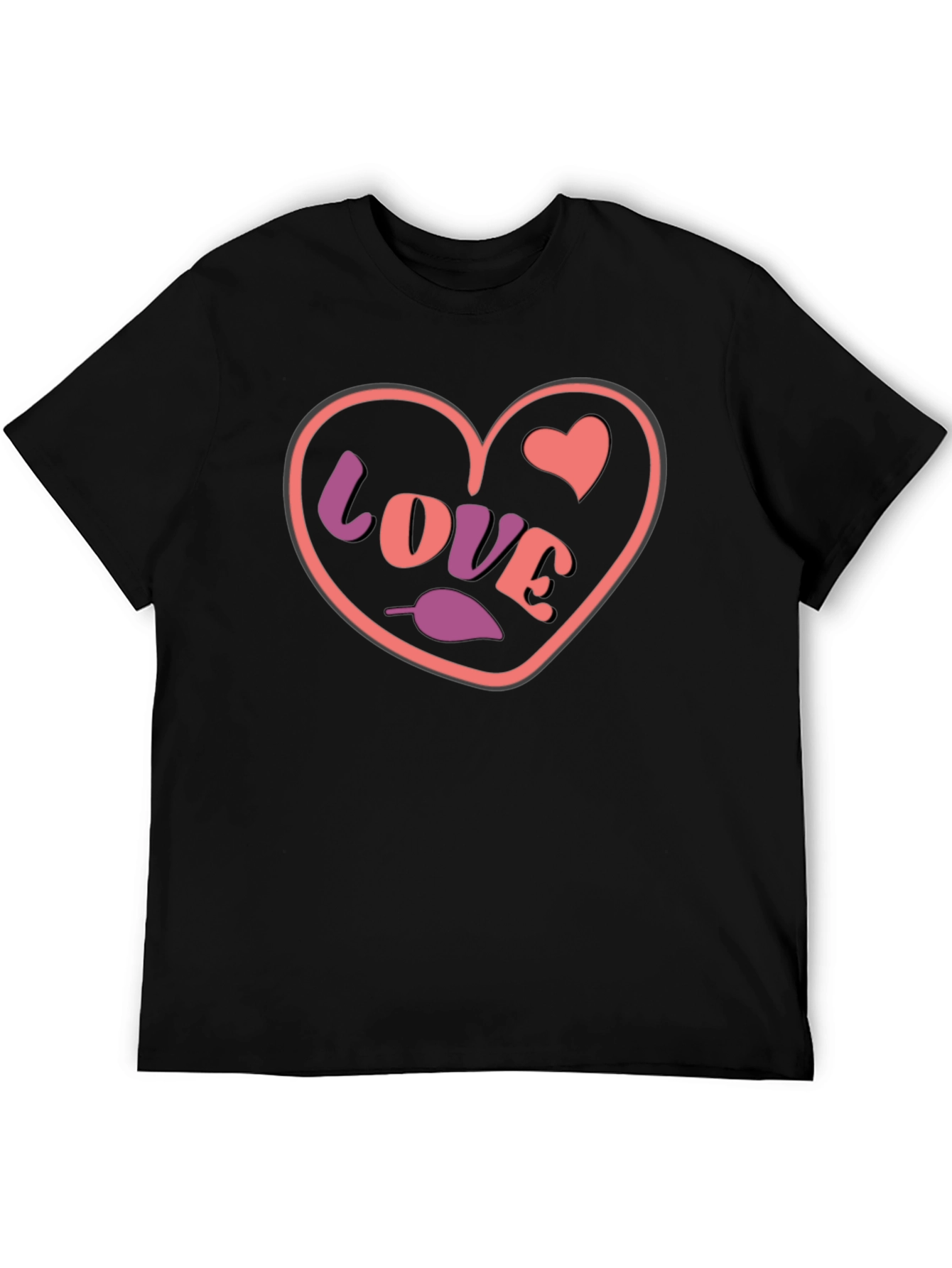 Heart Love Graphic Black T-Shirt