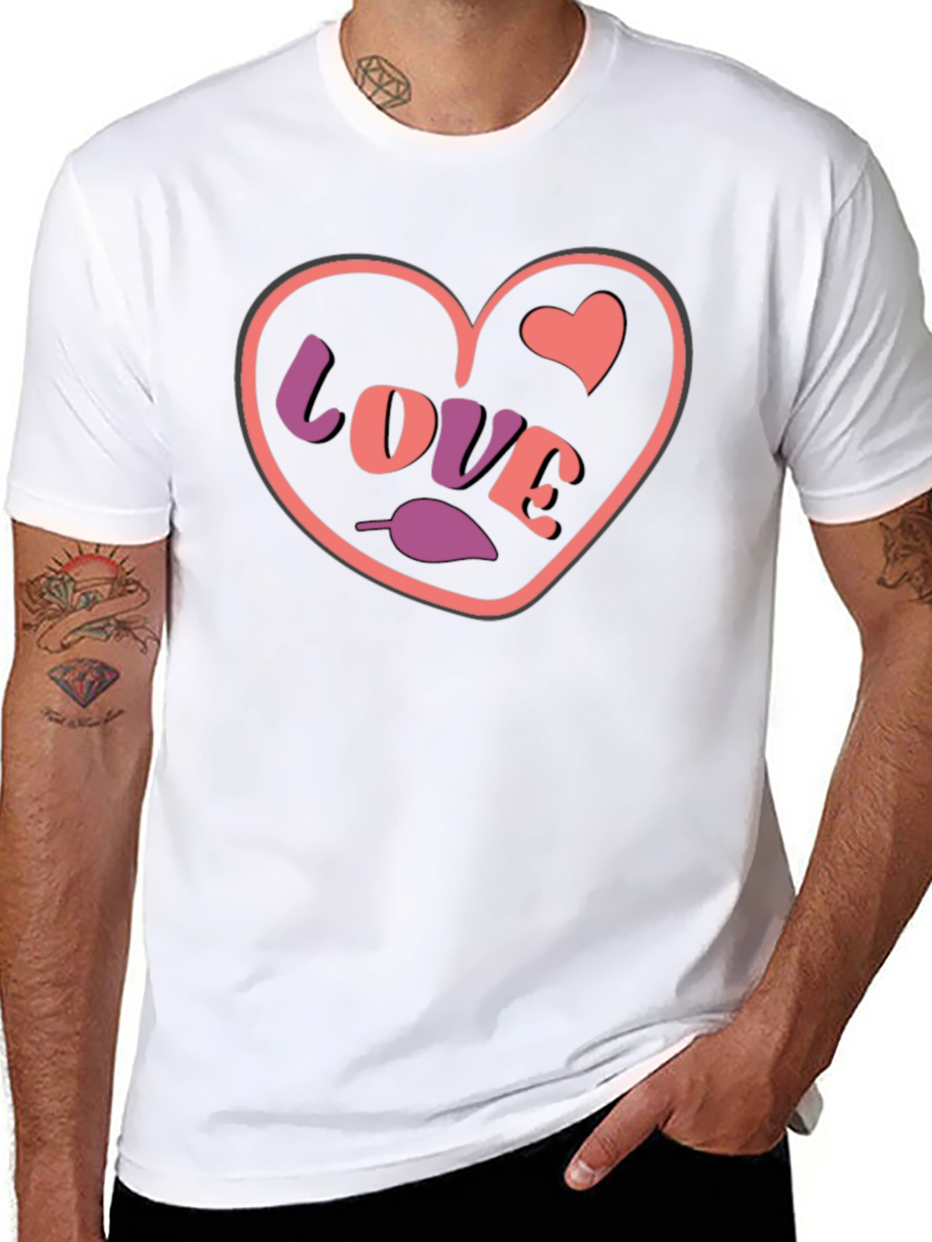 Heart Love Graphic Black T-Shirt