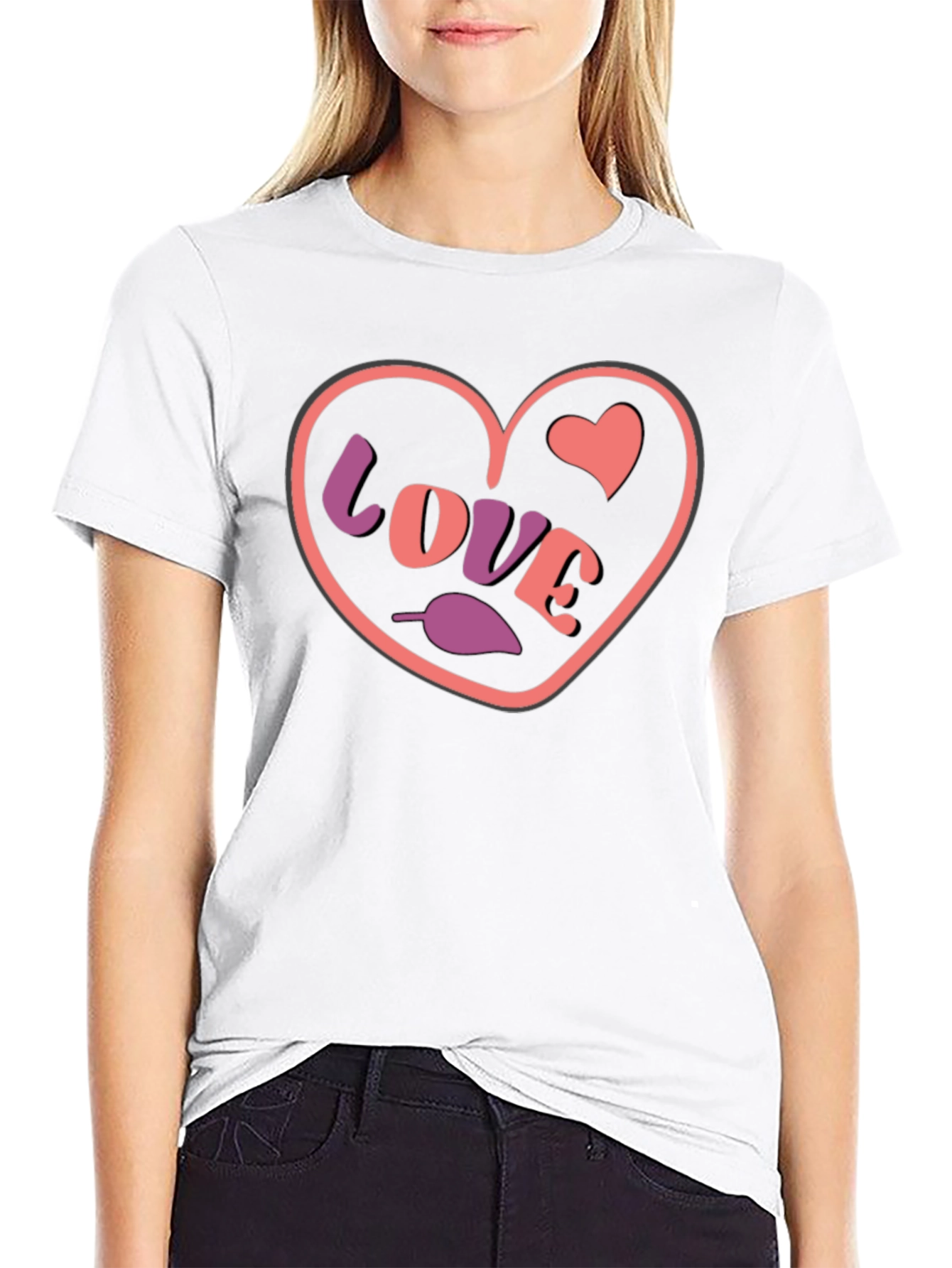 Heart Love Graphic Black T-Shirt