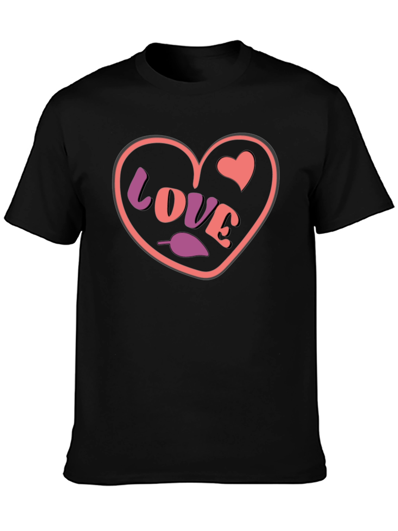 Heart Love Graphic Black T-Shirt