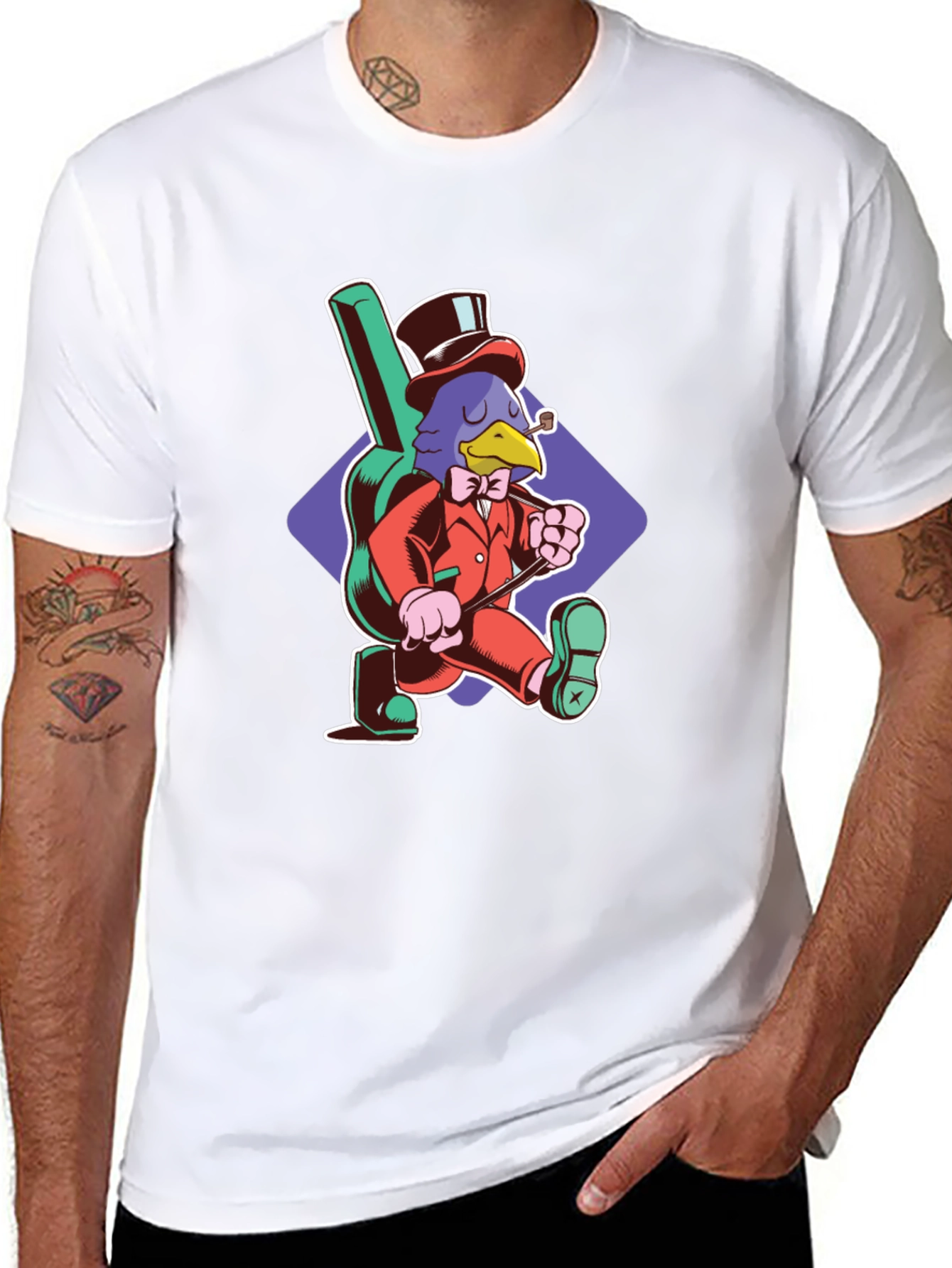 Stylish Crow Graphic Tee - Black Cotton T-Shirt