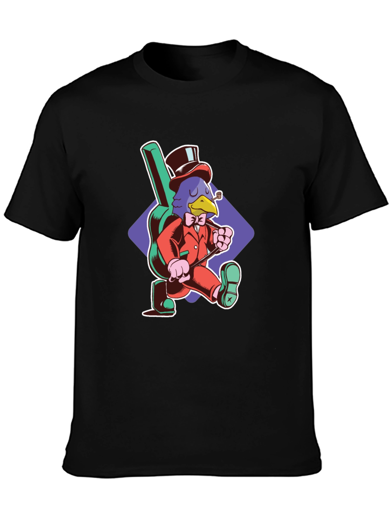 Stylish Crow Graphic Tee - Black Cotton T-Shirt