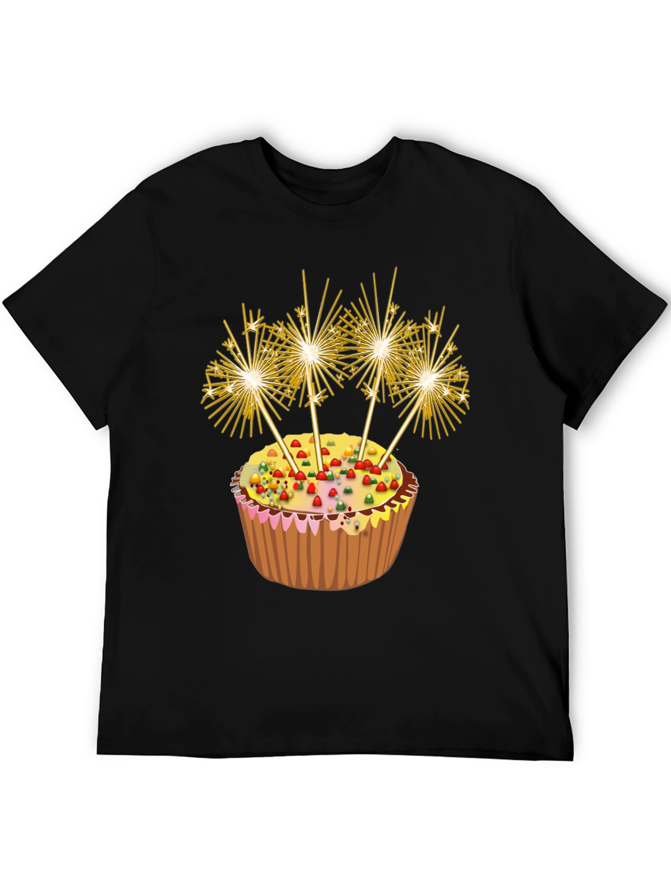 Celebration Cupcake Sparkler Graphic T-Shirt