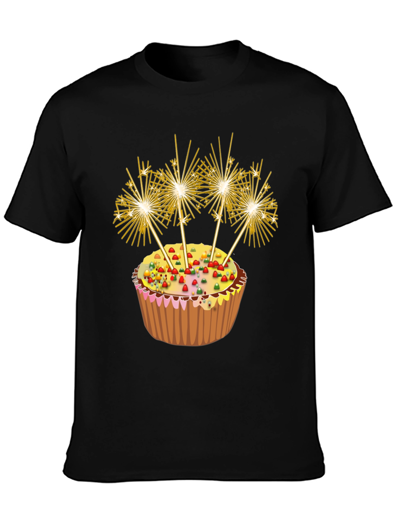 Celebration Cupcake Sparkler Graphic T-Shirt