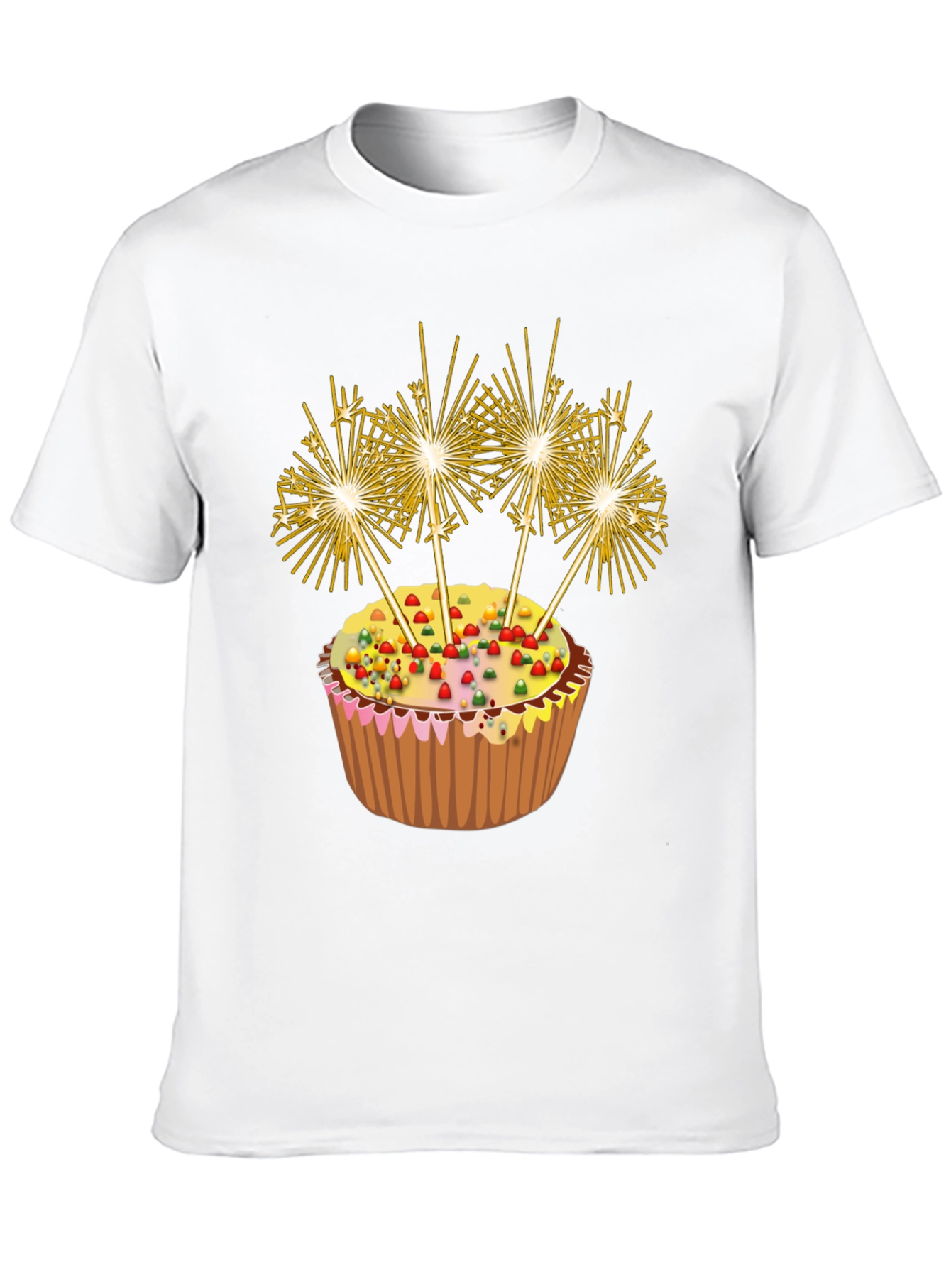 Celebration Cupcake Sparkler Graphic T-Shirt