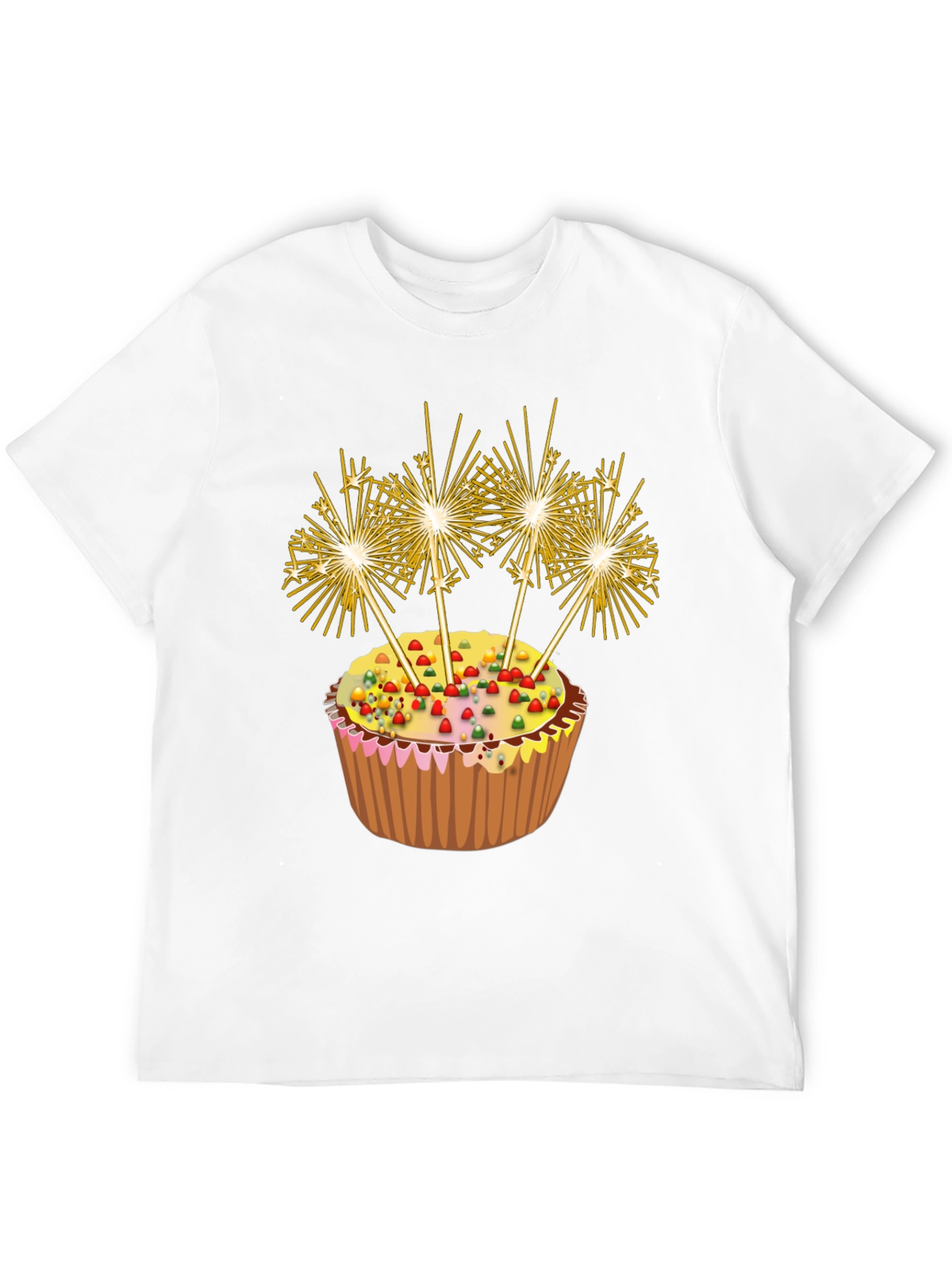 Celebration Cupcake Sparkler Graphic T-Shirt