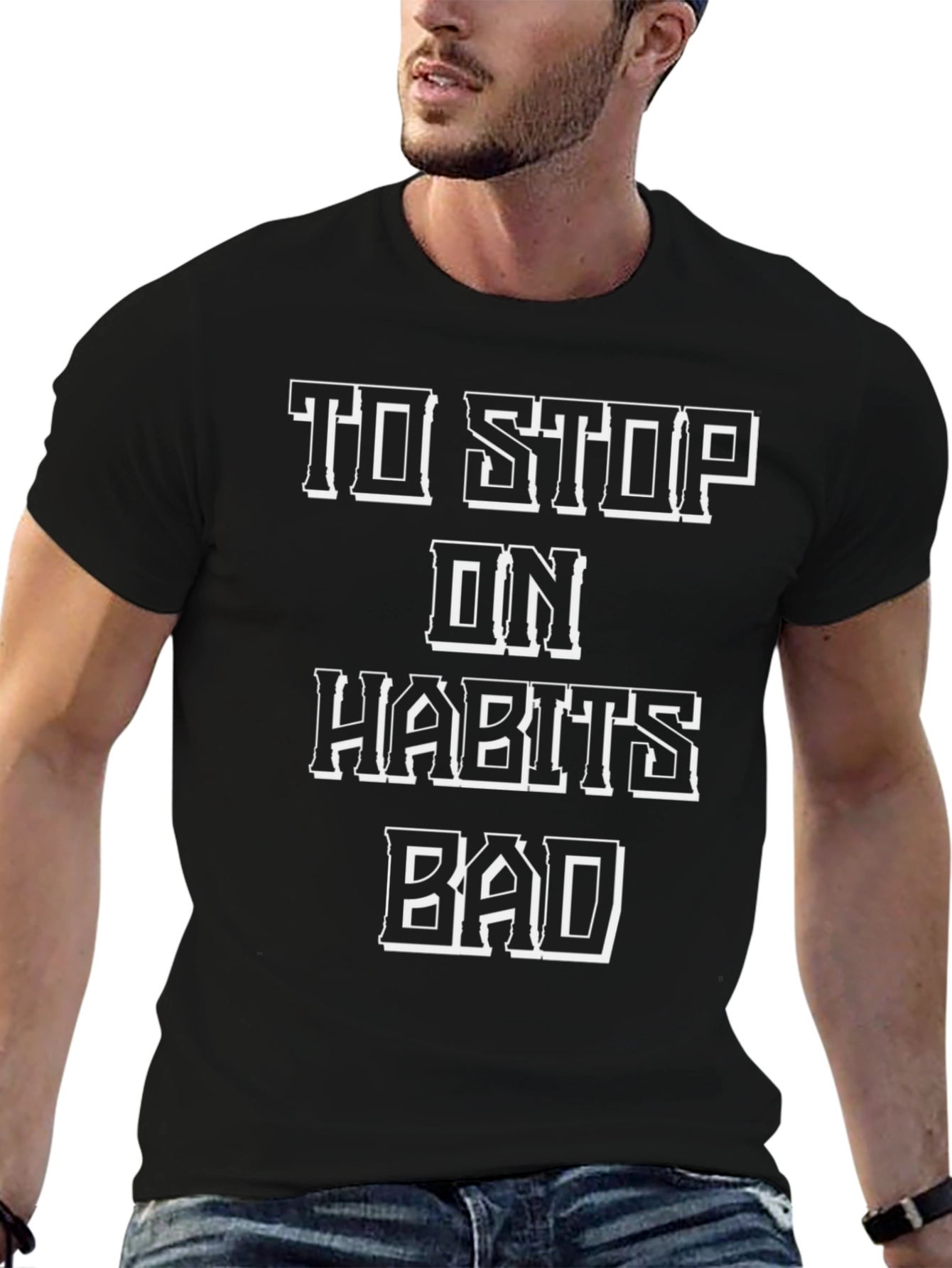 Stop Bad Habits Black Graphic Tee