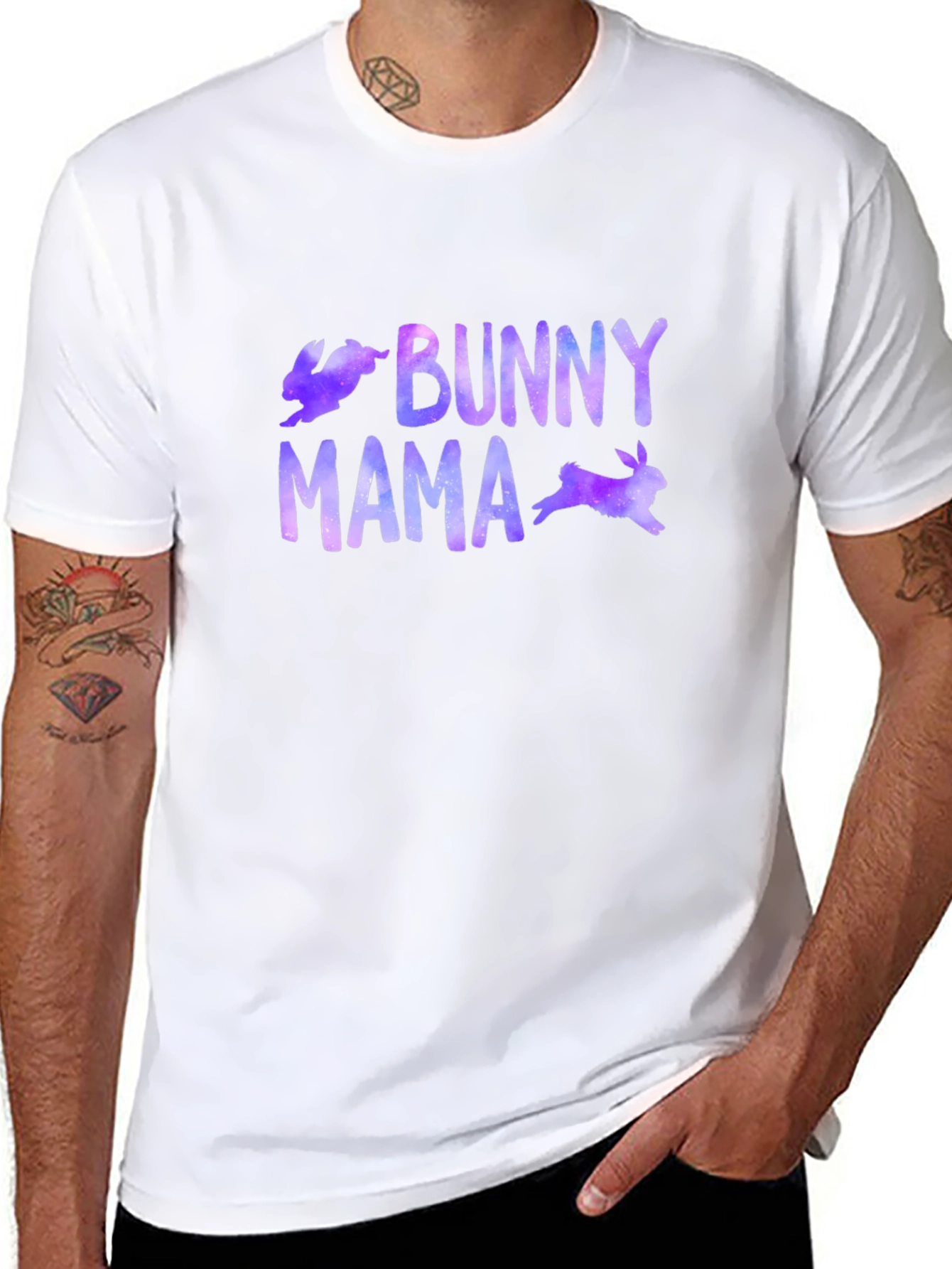 Bunny Mama Graphic Print Black T-Shirt