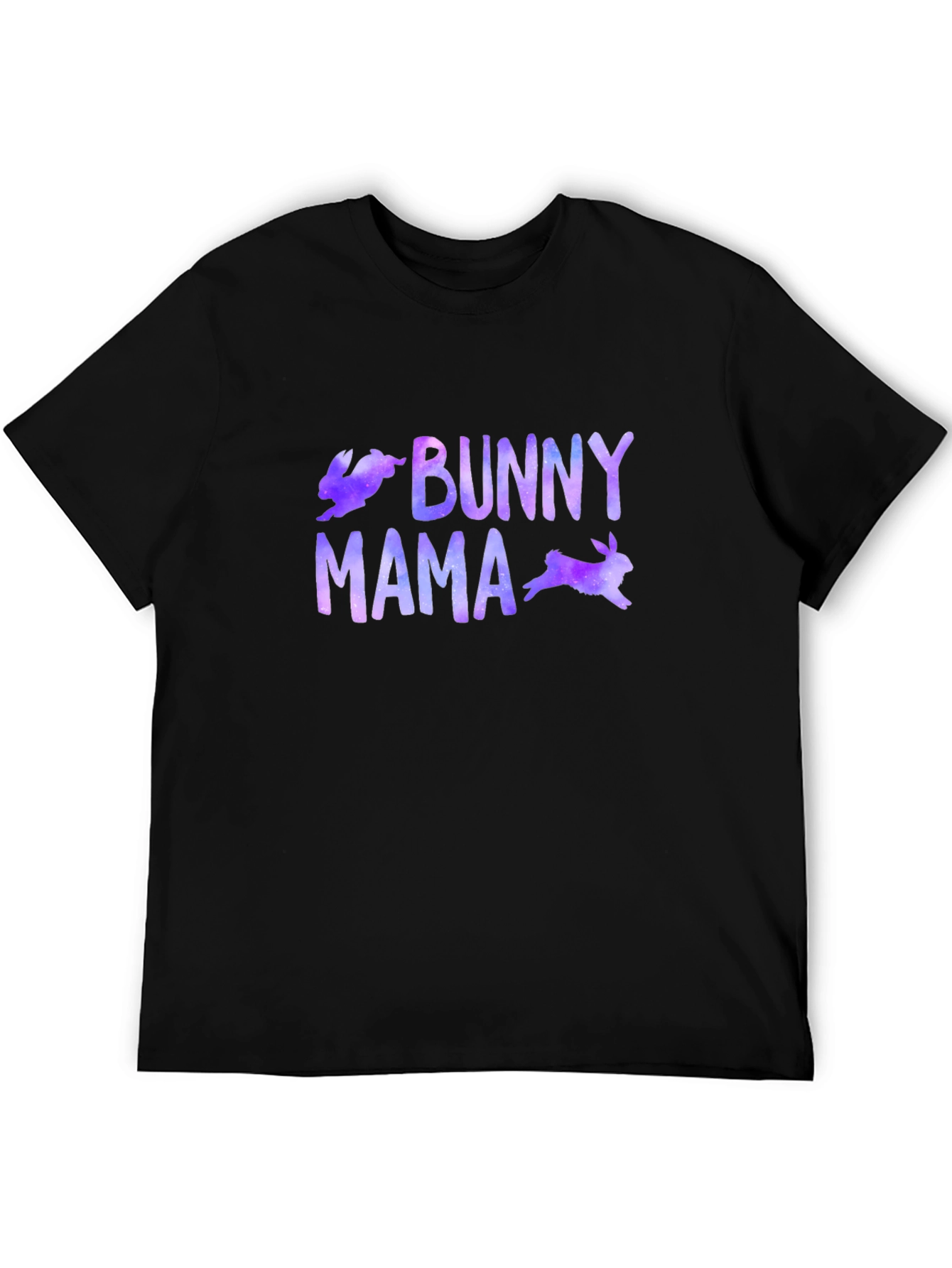 Bunny Mama Graphic Print Black T-Shirt