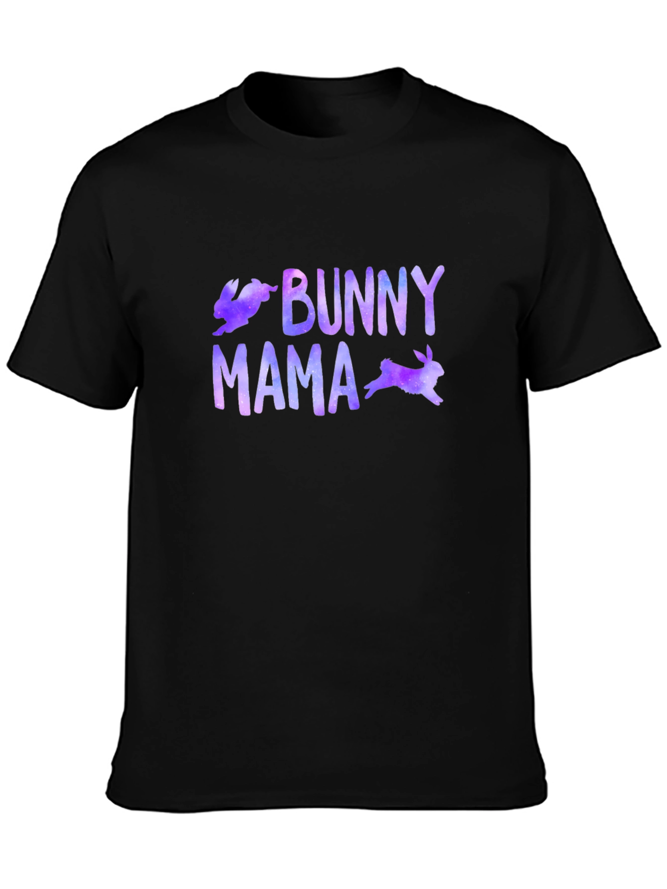 Bunny Mama Graphic Print Black T-Shirt