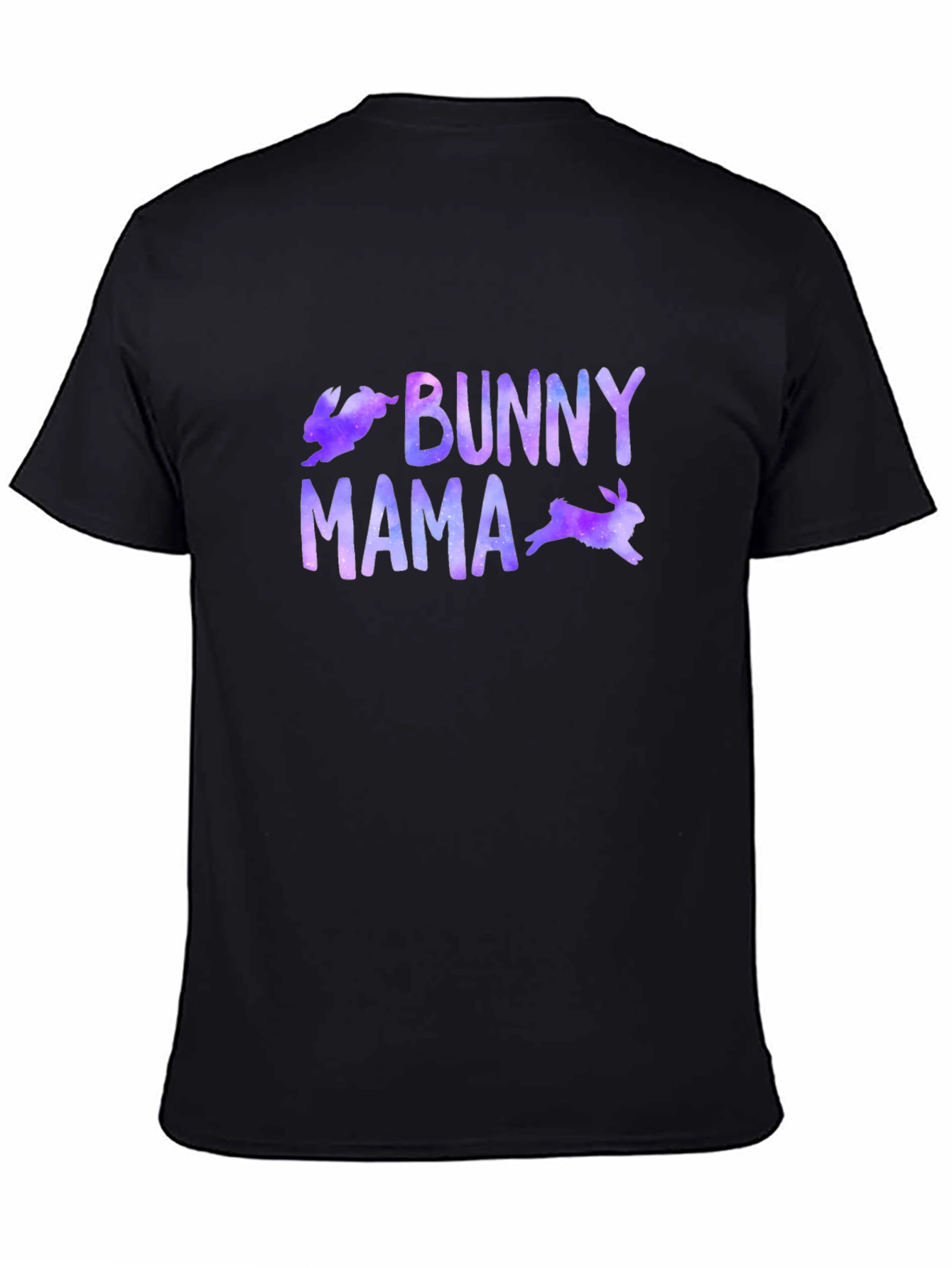 Bunny Mama Graphic Print Black T-Shirt