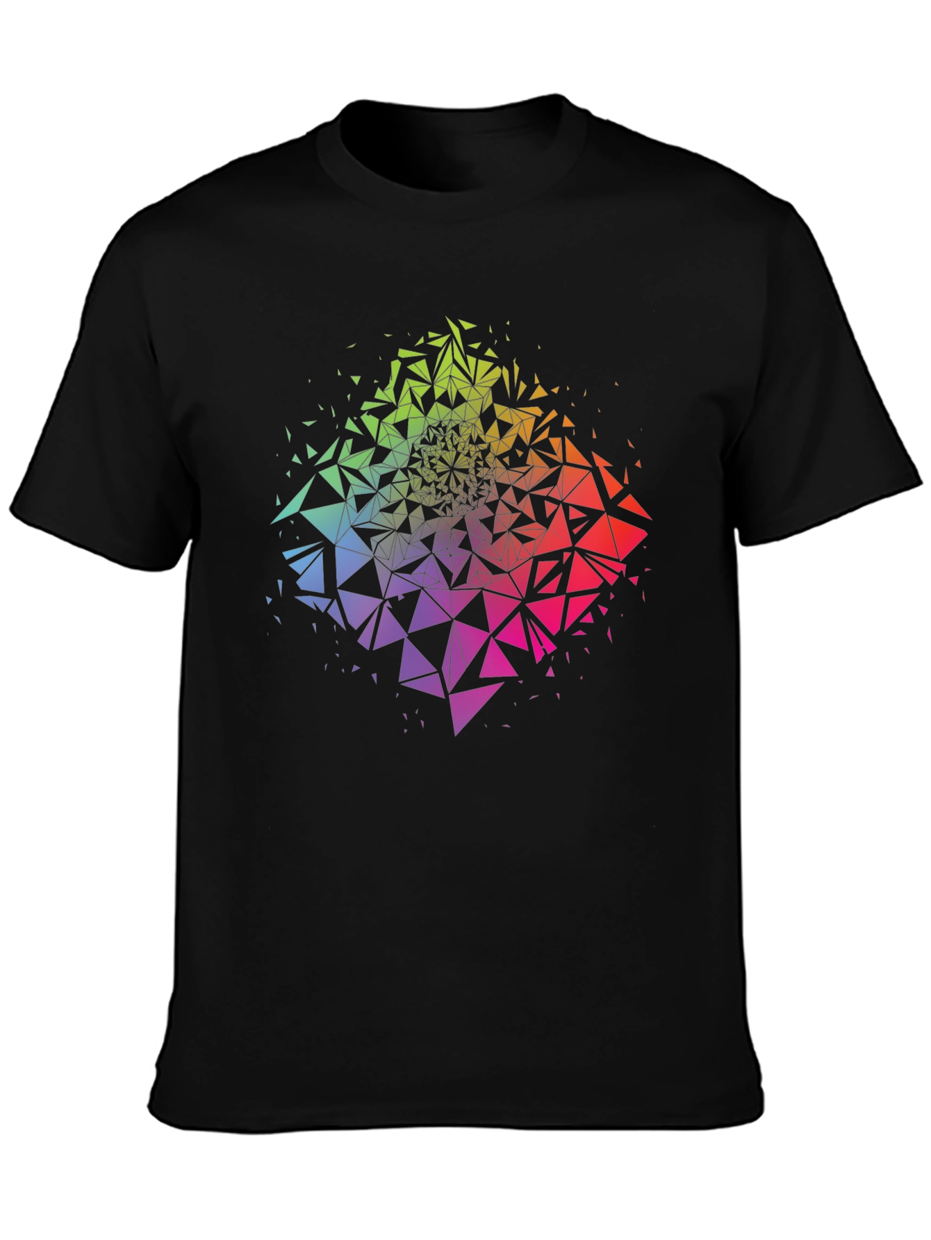 Geometric Triangle Burst Graphic Tee - Black