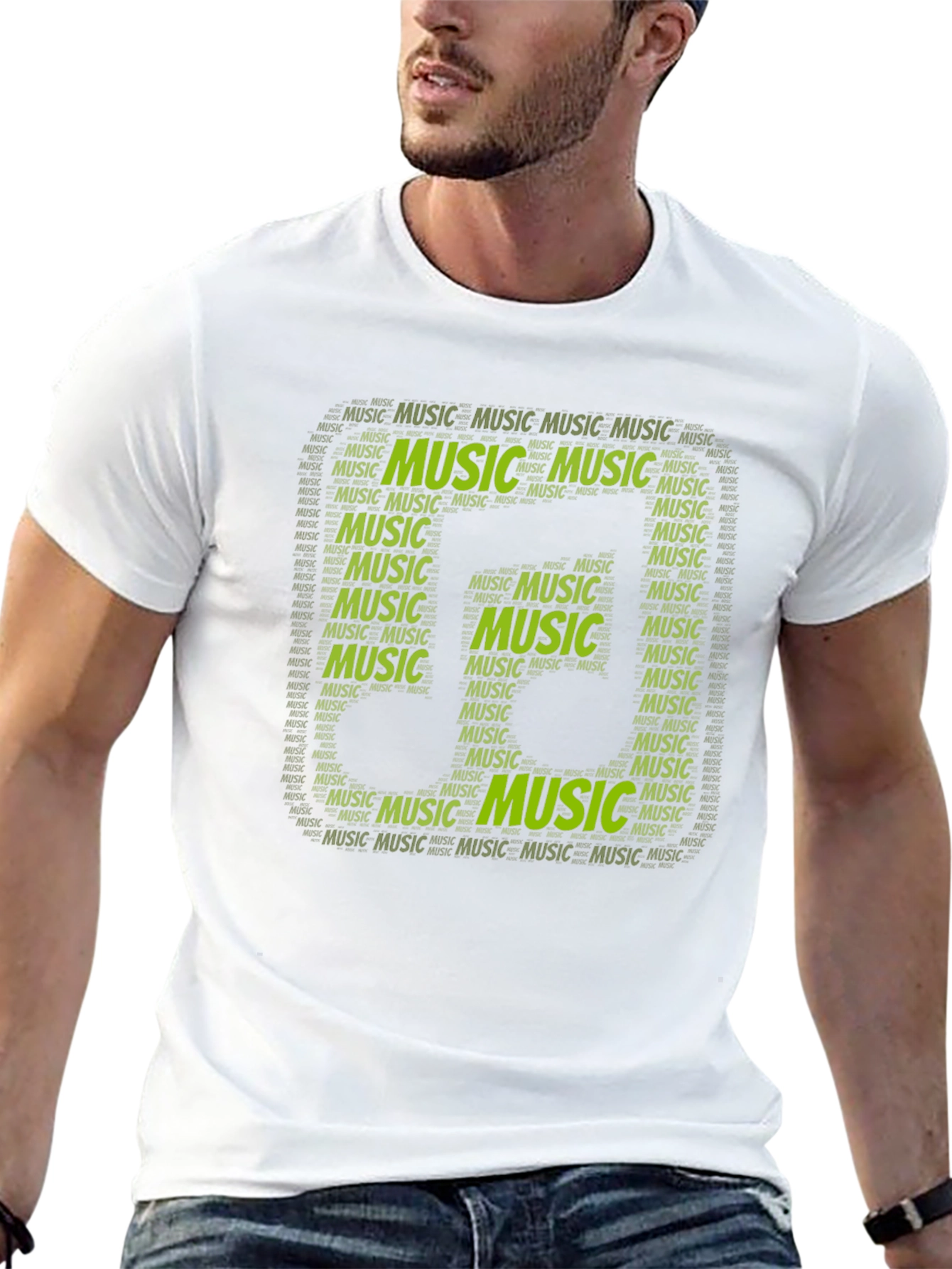 Music Note Word Art Graphic Black T-Shirt