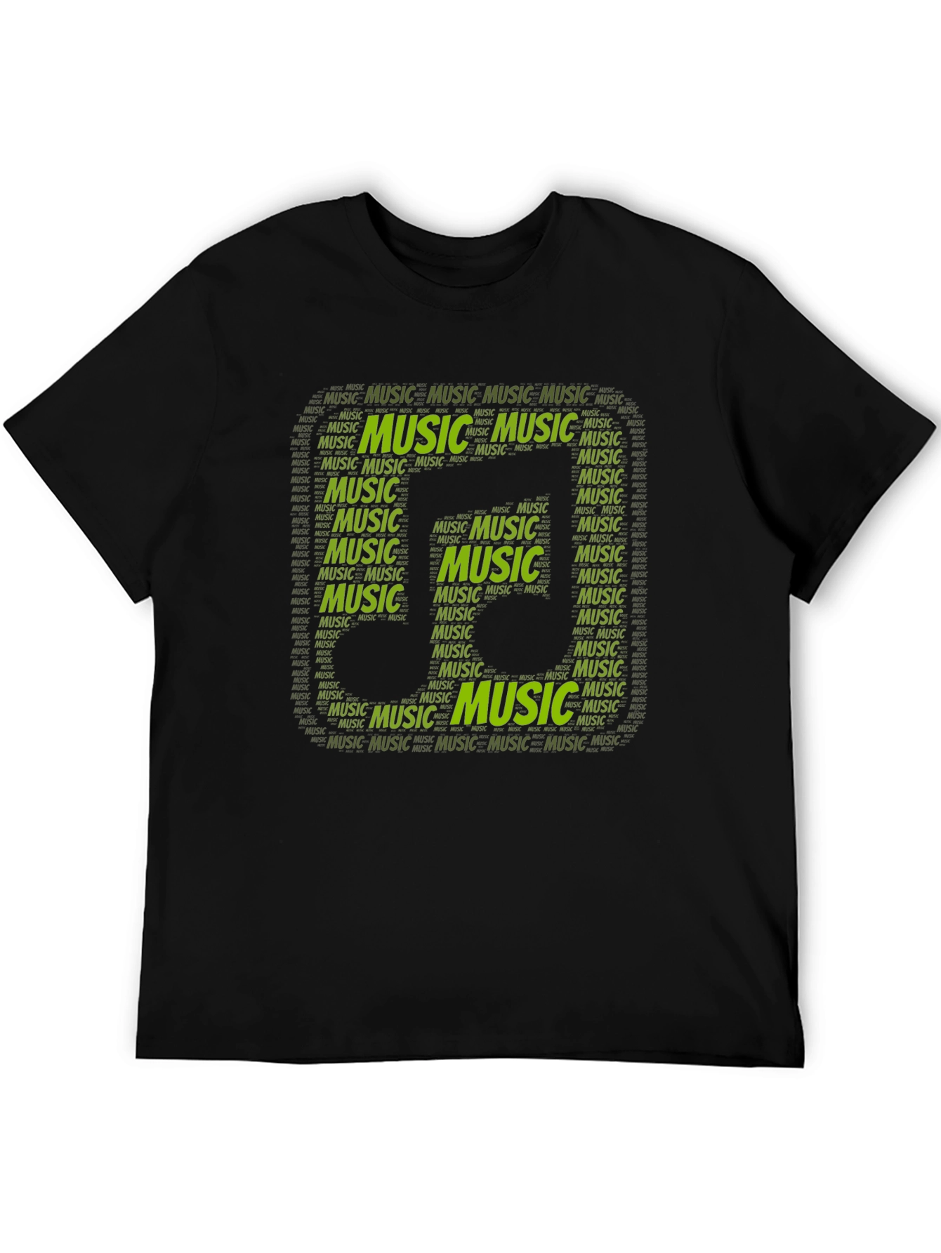 Music Note Word Art Graphic Black T-Shirt