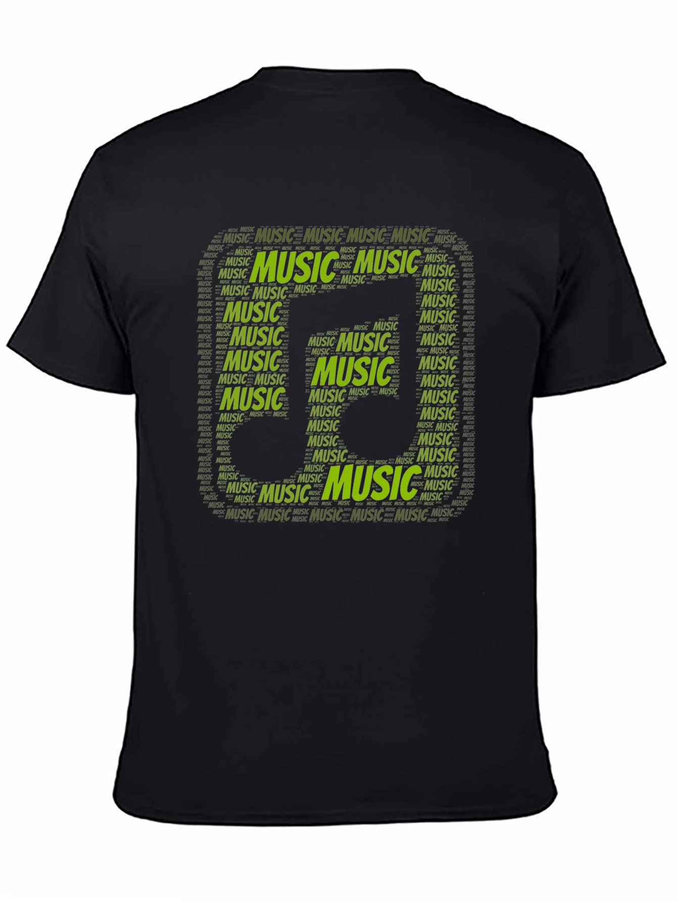 Music Note Word Art Graphic Black T-Shirt