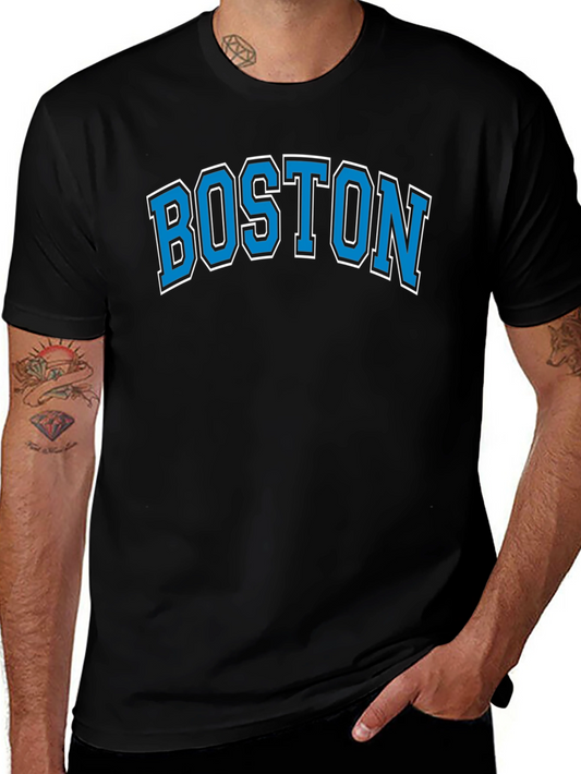 Boston Graphic Tee - Mens Black Cotton T-Shirt