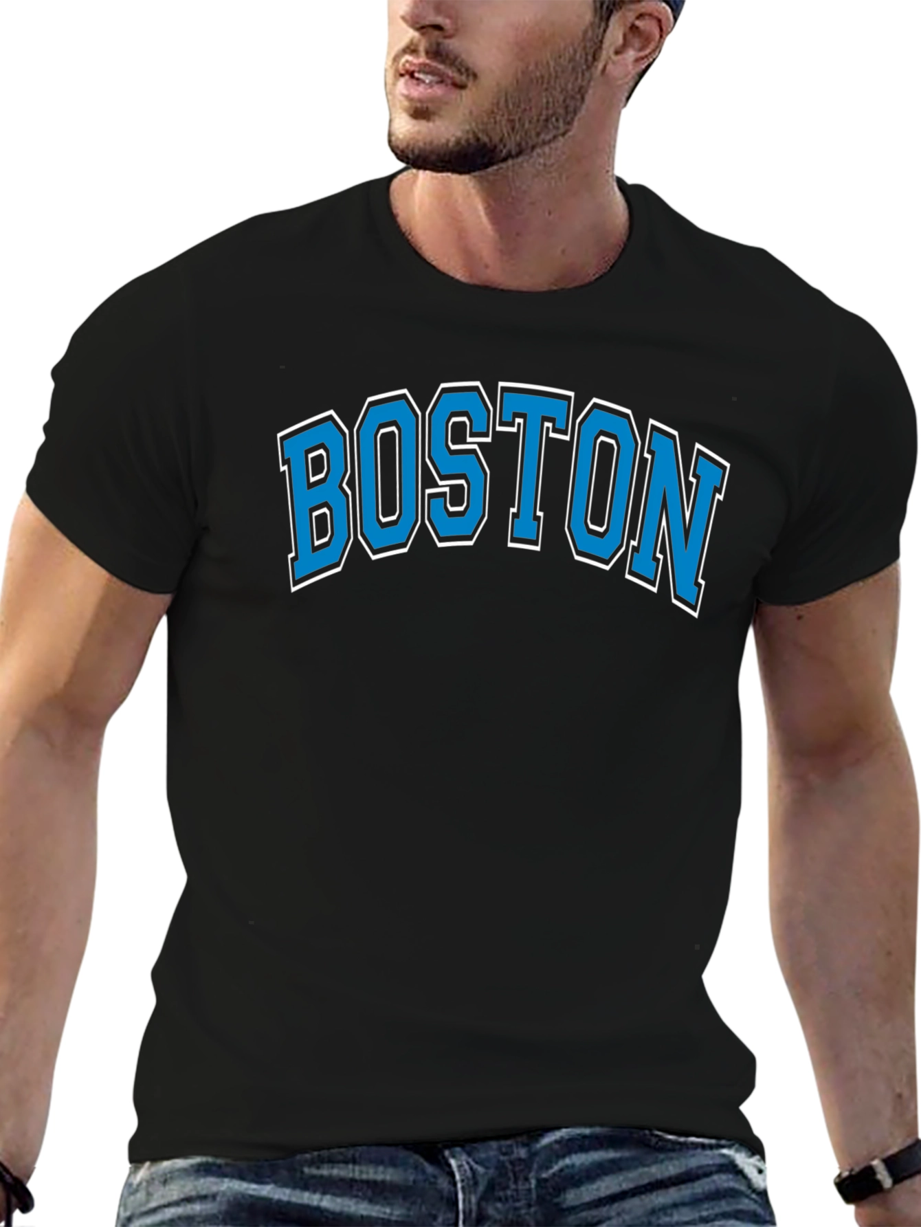 Boston Graphic Tee - Mens Black Cotton T-Shirt