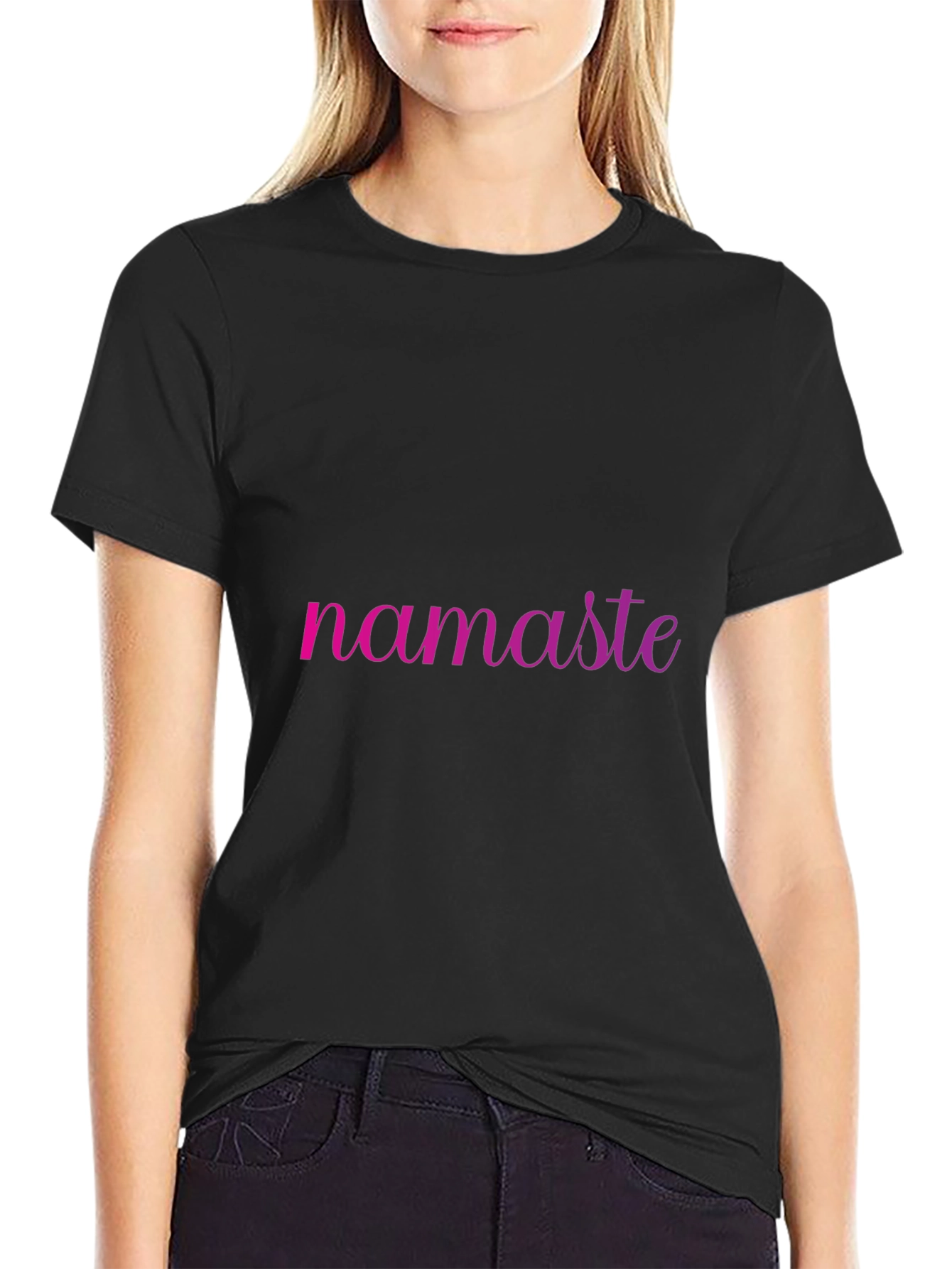 Namaste Ombre Graphic Black Tee