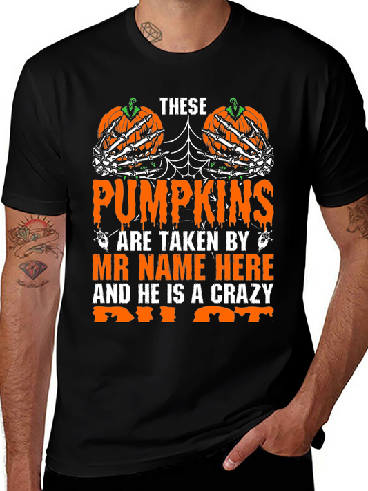 Halloween Pumpkin Skeleton Hand Graphic Tee