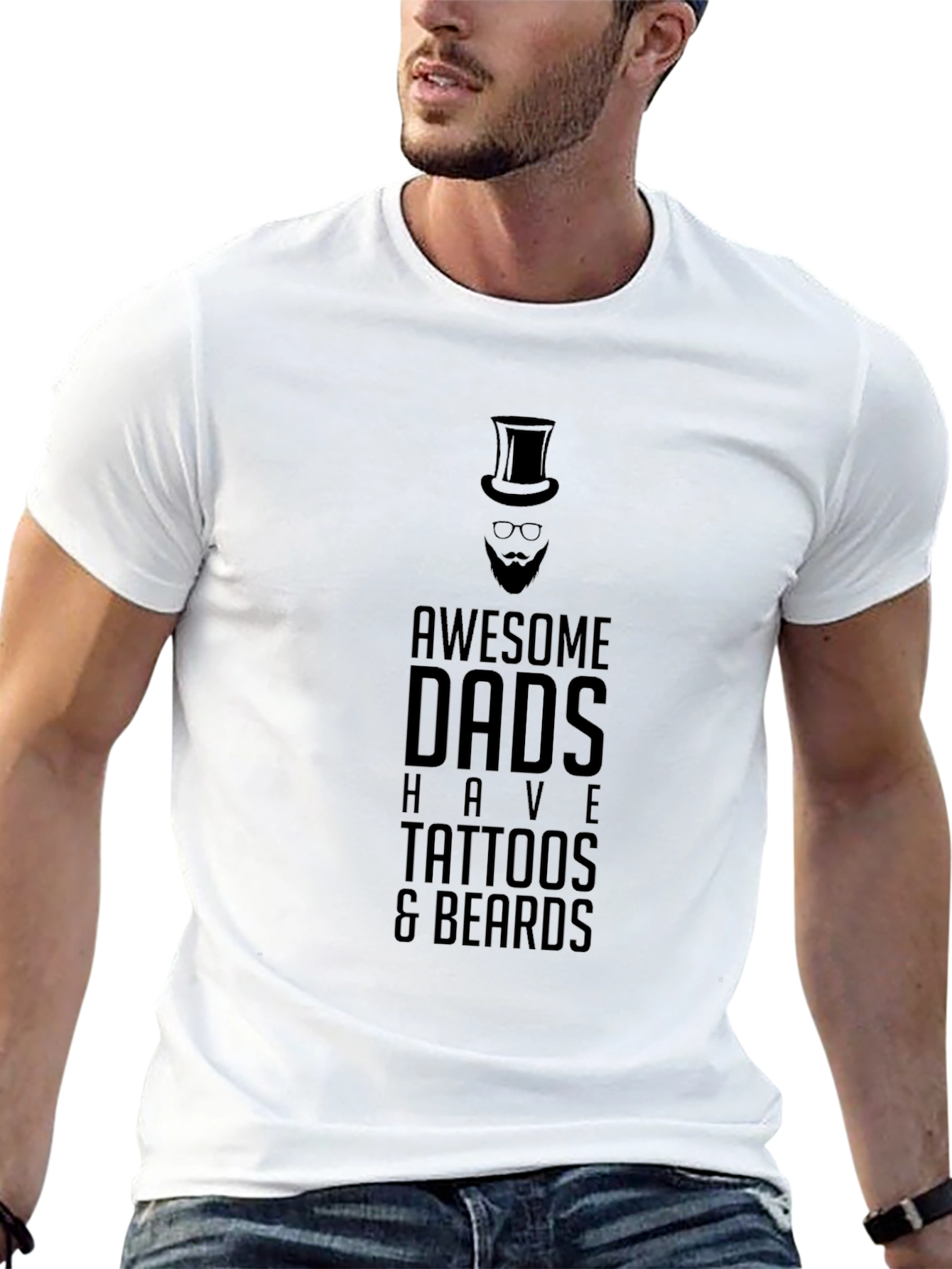 Awesome Dads Tattooed & Bearded Black T-Shirt