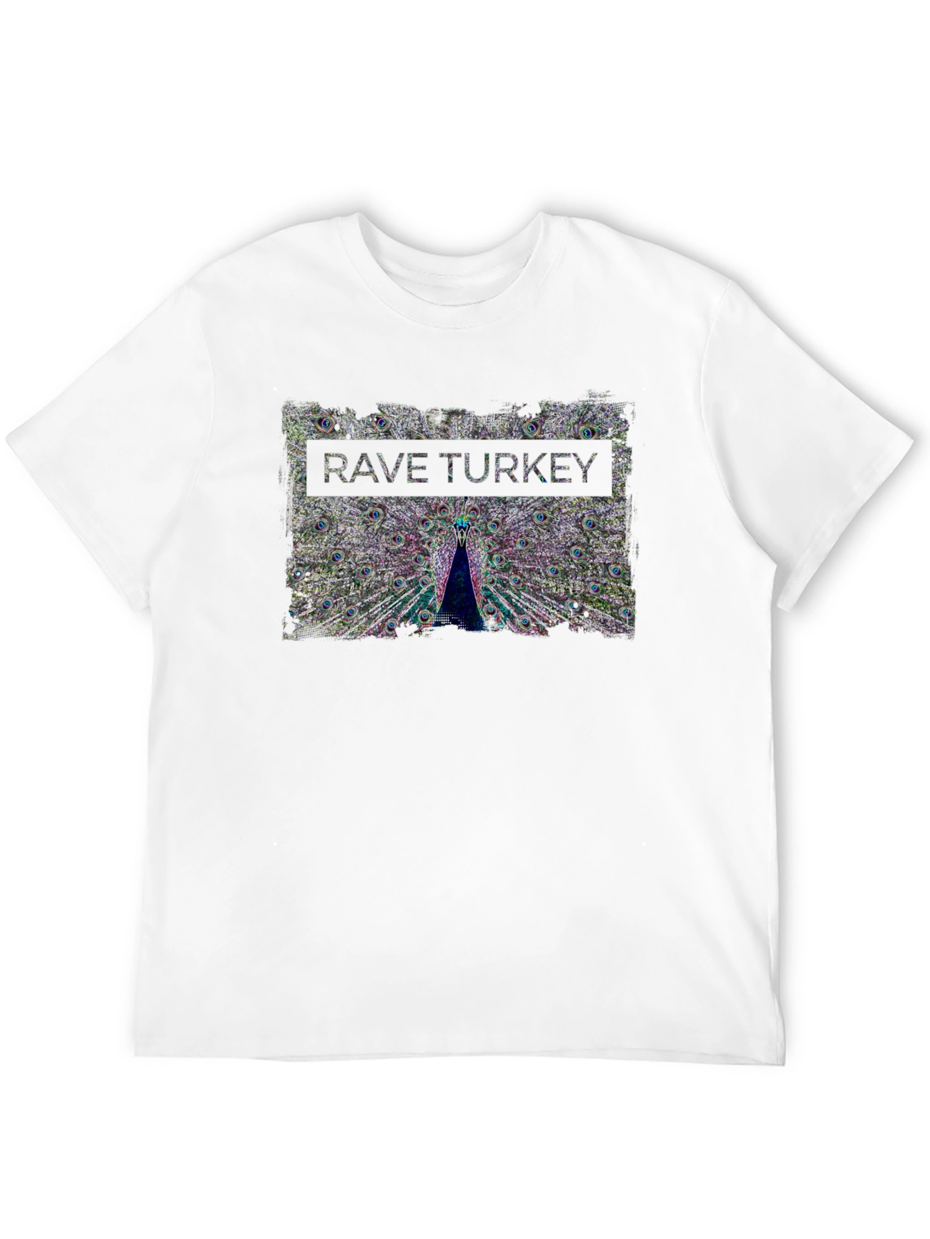 Rave Turkey Graphic T-Shirt - Peacock Design