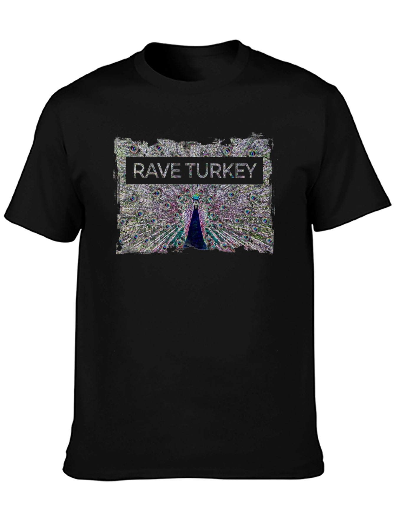Rave Turkey Graphic T-Shirt - Peacock Design