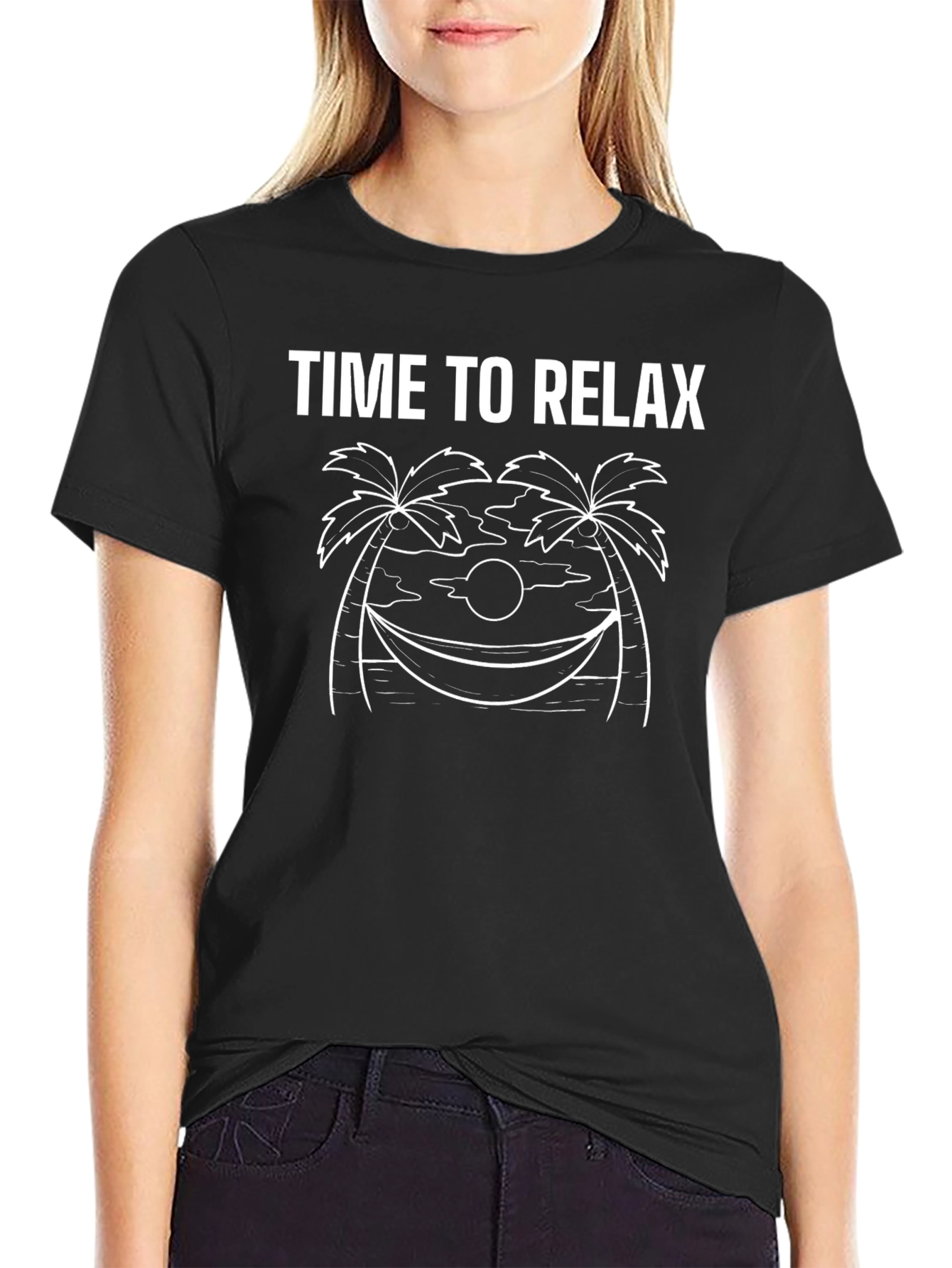 Time to Relax T-Shirt - Palm Tree Hammock Design
