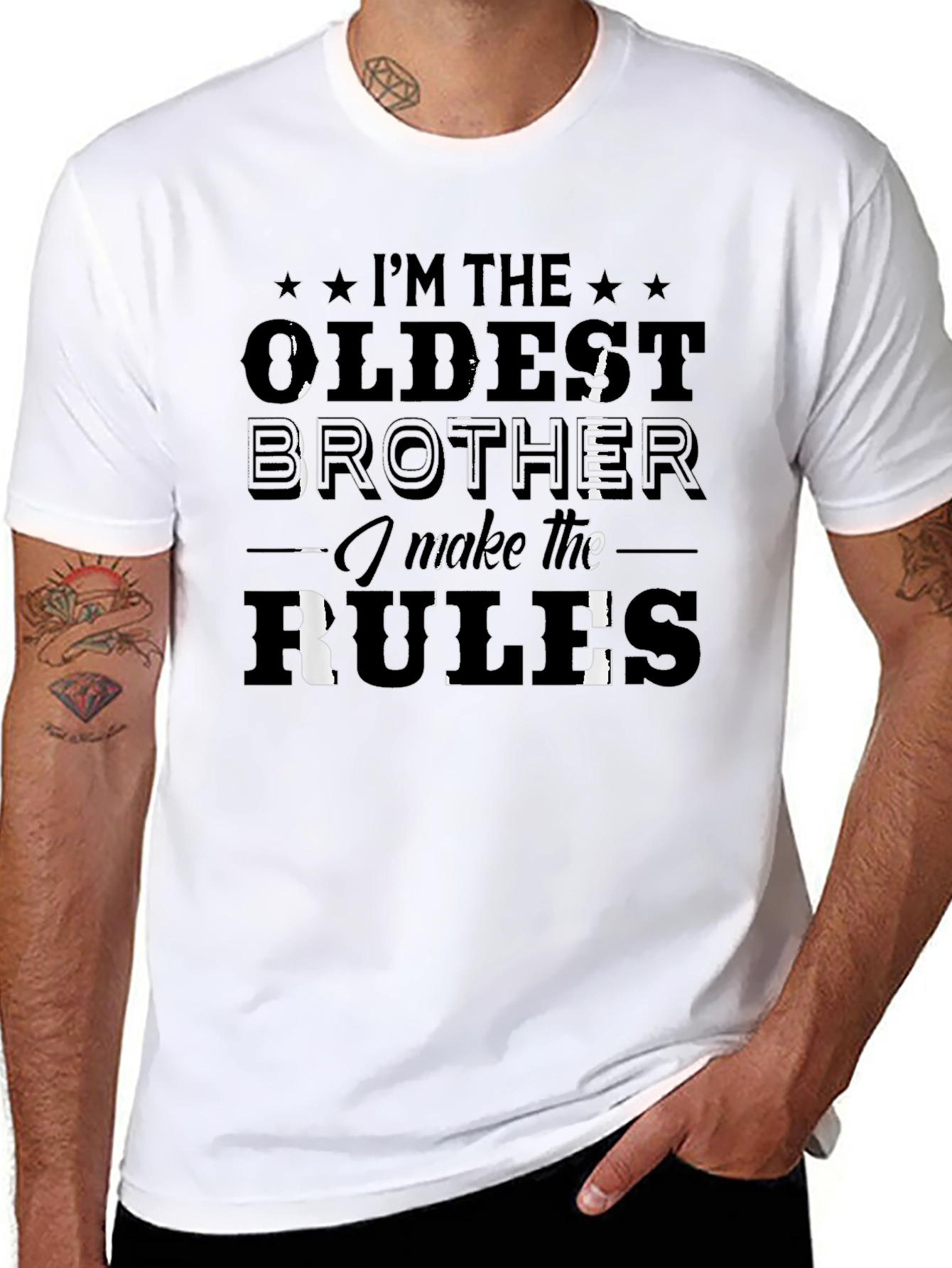 Oldest Brother Rules Black T-Shirt