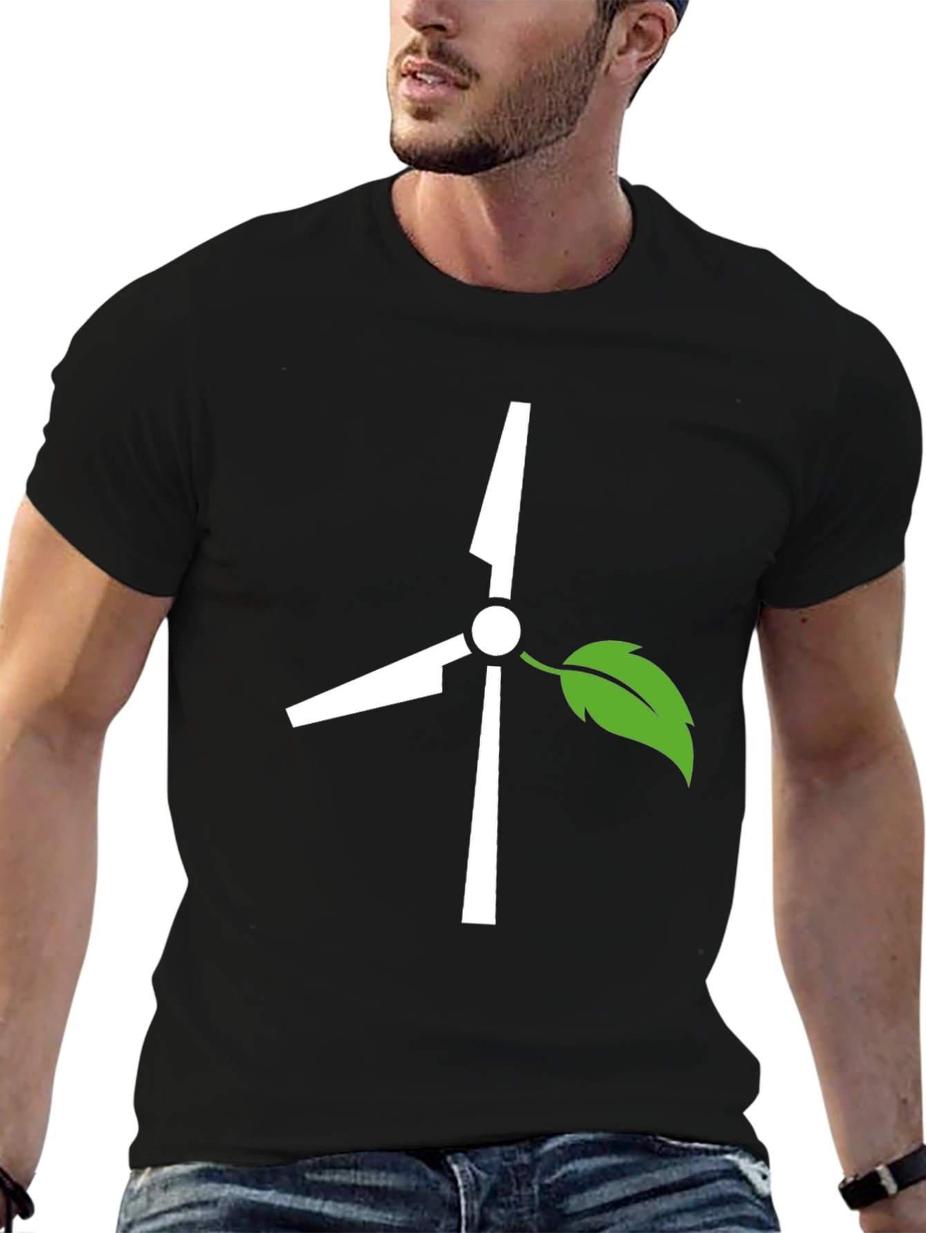 Eco-Friendly Wind Turbine T-Shirt - Black