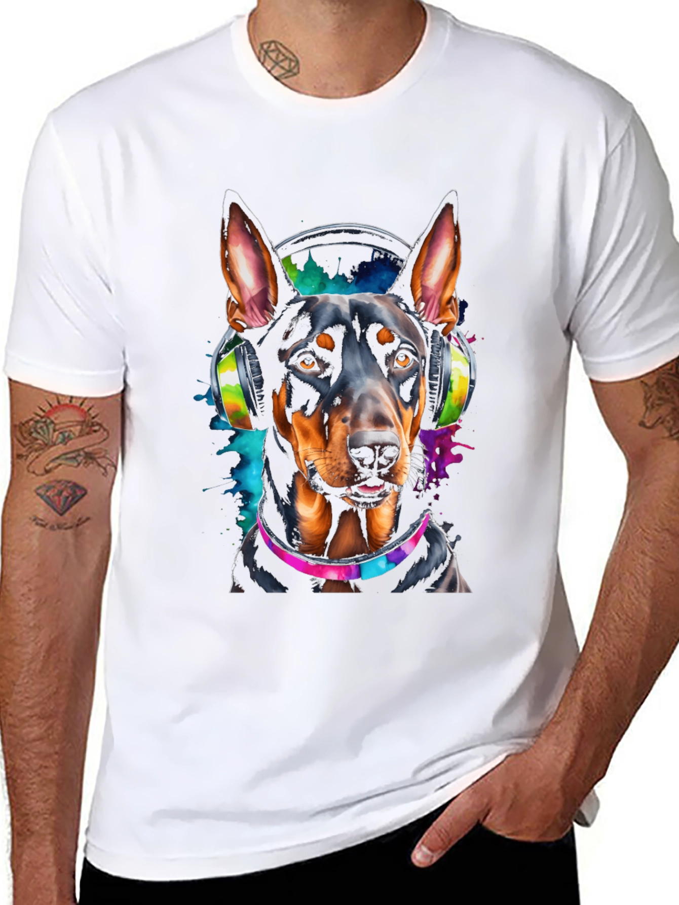 Doberman DJ Dog Graphic T-Shirt