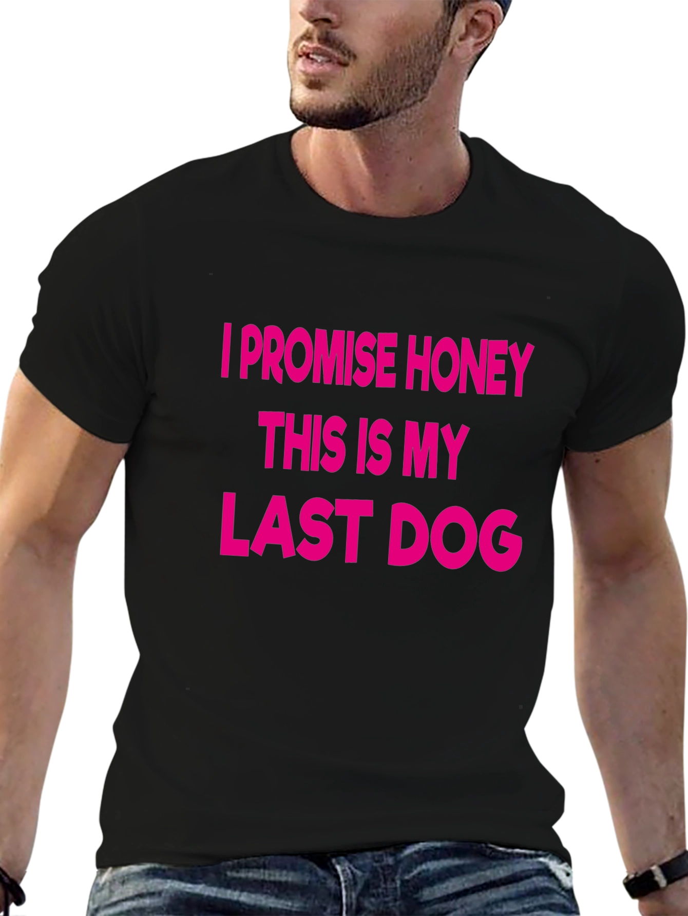 Funny Last Dog Graphic Tee - Black Cotton T-Shirt