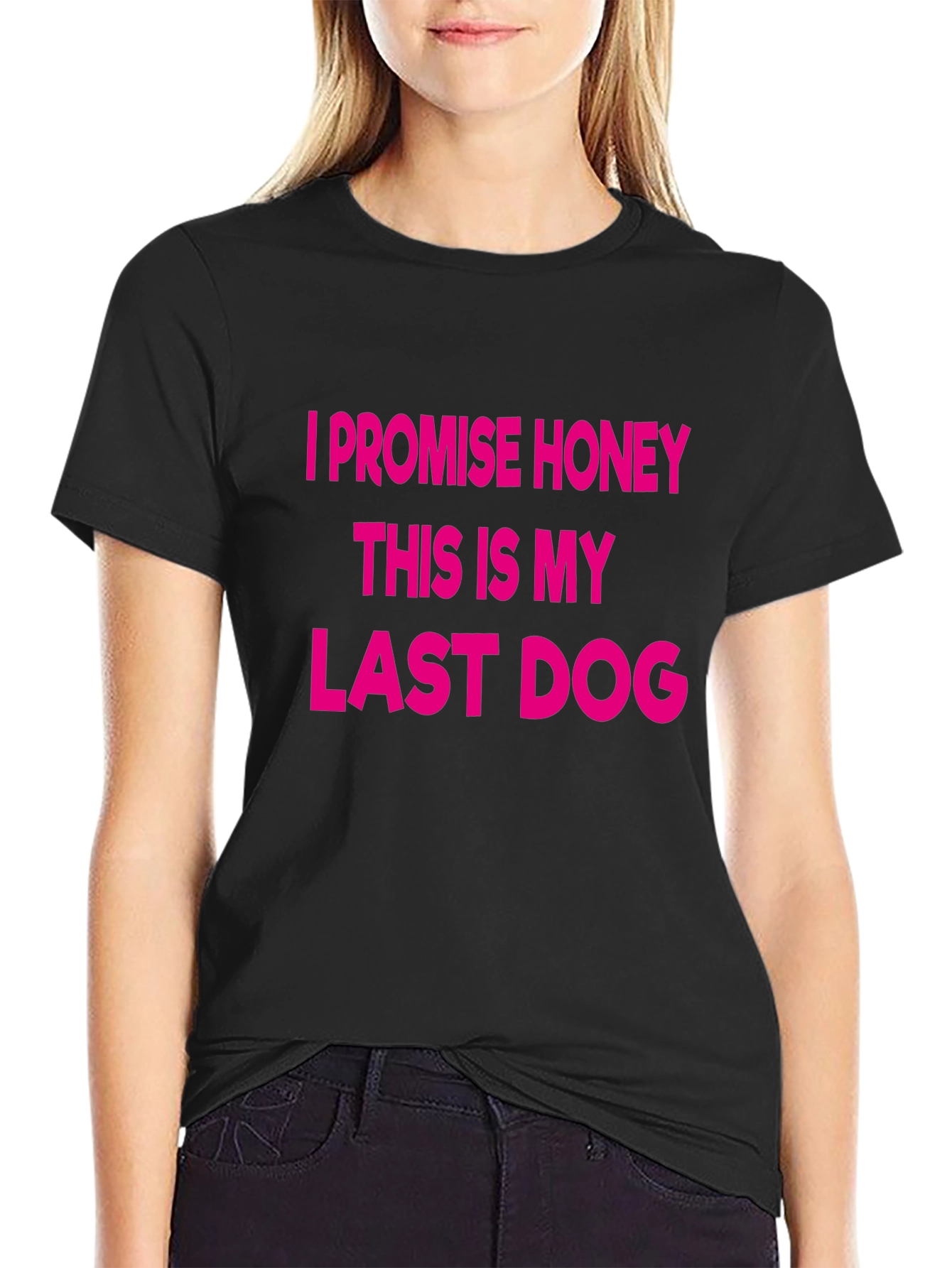 Funny Last Dog Graphic Tee - Black Cotton T-Shirt