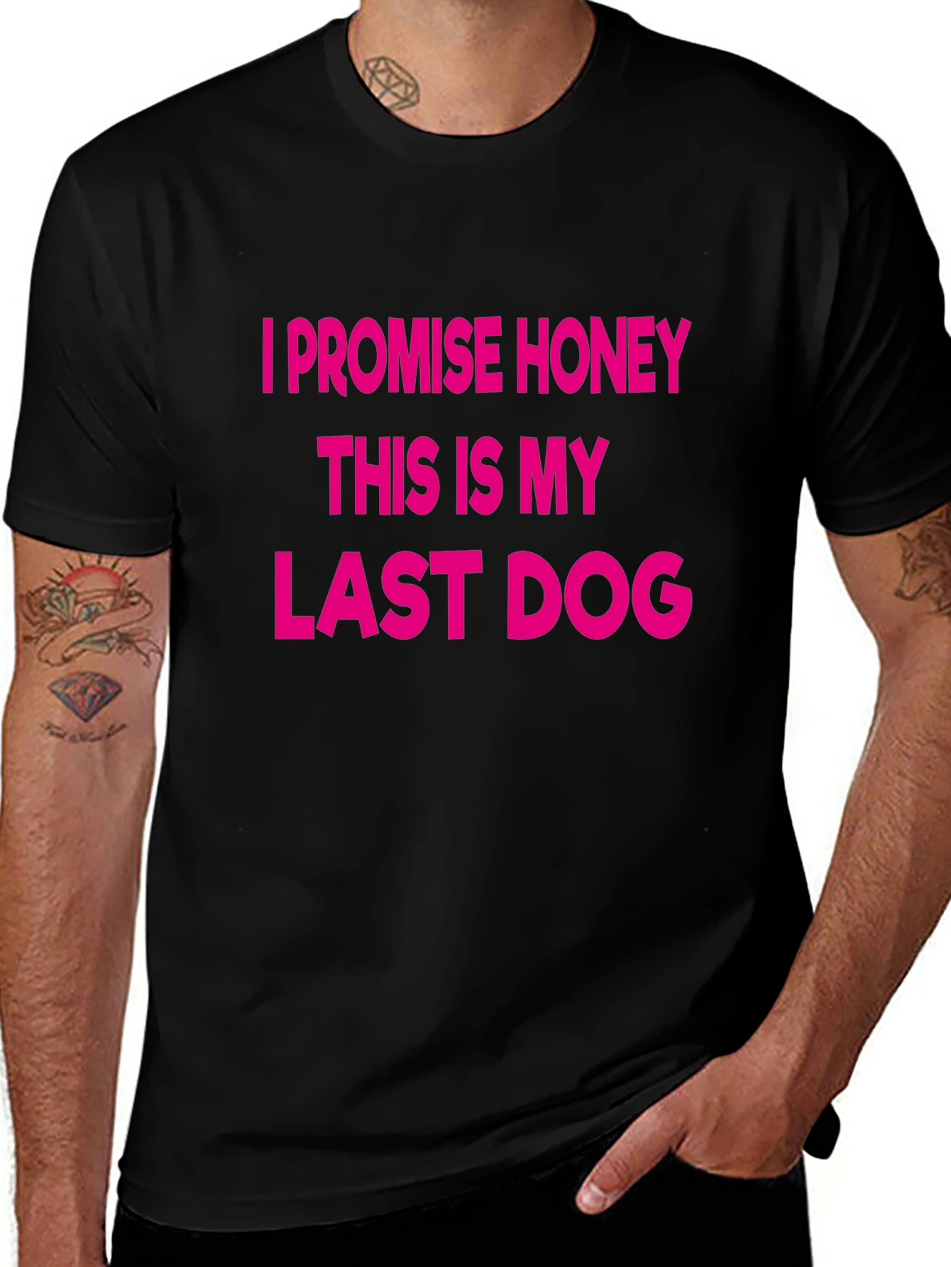 Funny Last Dog Graphic Tee - Black Cotton T-Shirt