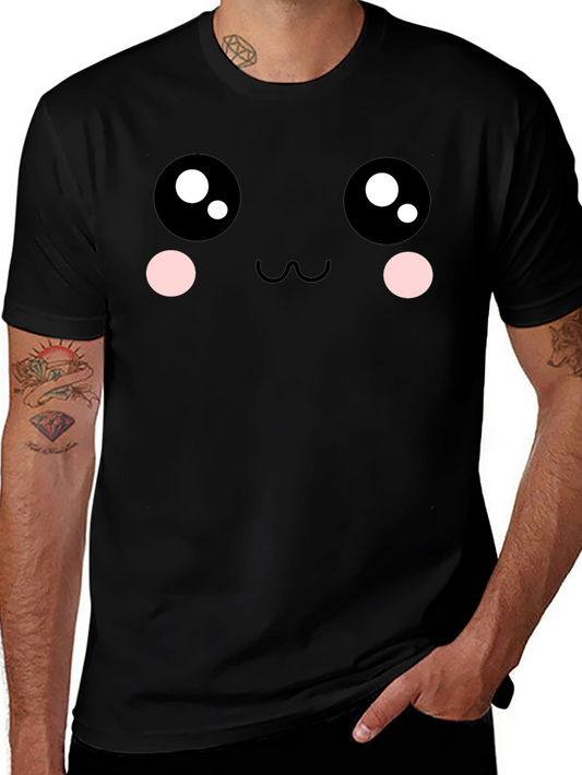 Kawaii Face Graphic Tee - Soft Cotton Blend