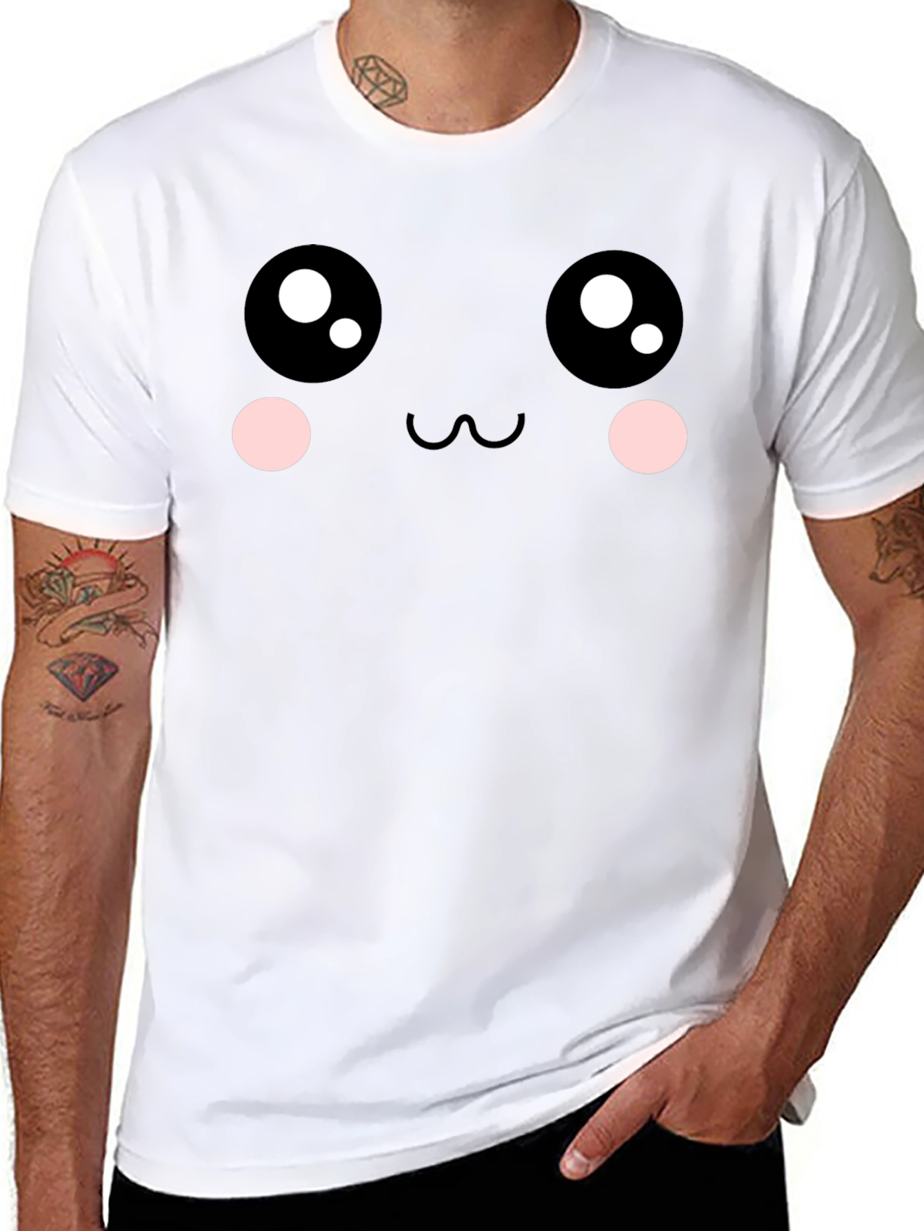 Kawaii Face Graphic Tee - Soft Cotton Blend