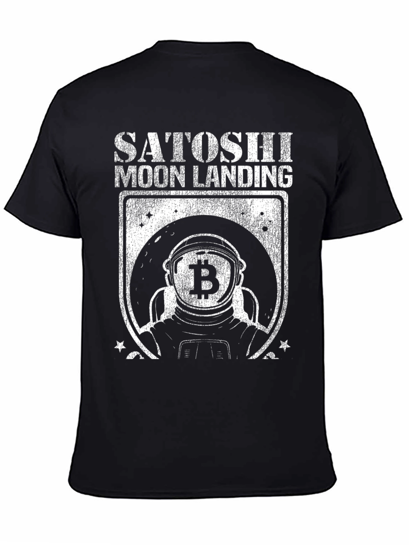 Satoshi Moon Landing Black Graphic T-Shirt