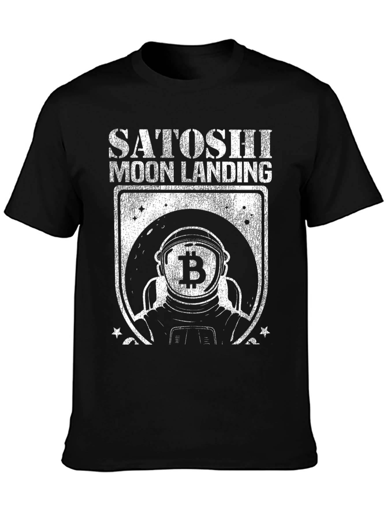 Satoshi Moon Landing Black Graphic T-Shirt