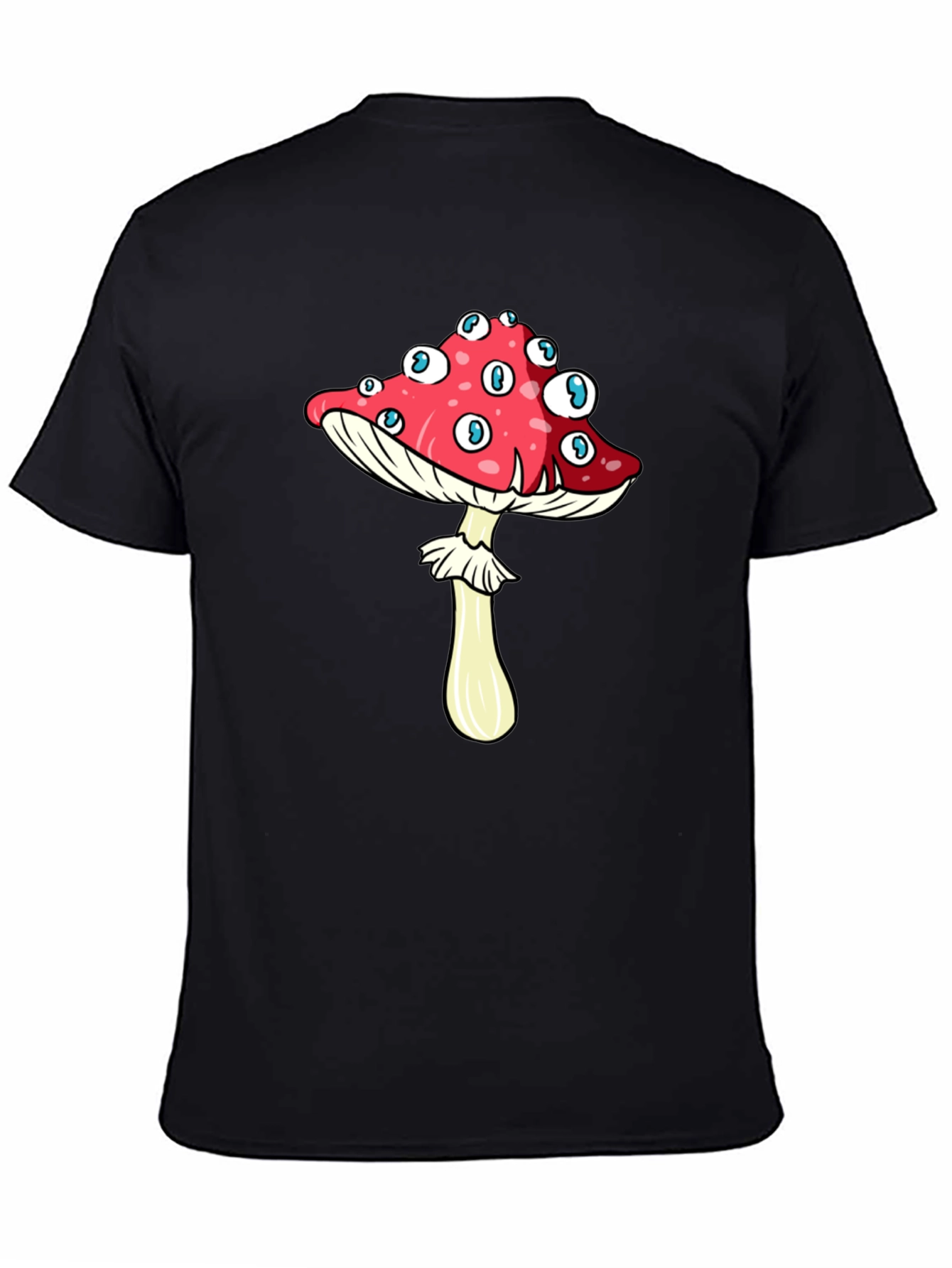 Eye-Catching Mushroom Graphic Tee - Black