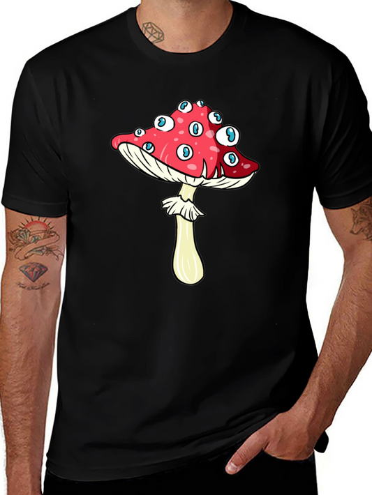 Eye-Catching Mushroom Graphic Tee - Black