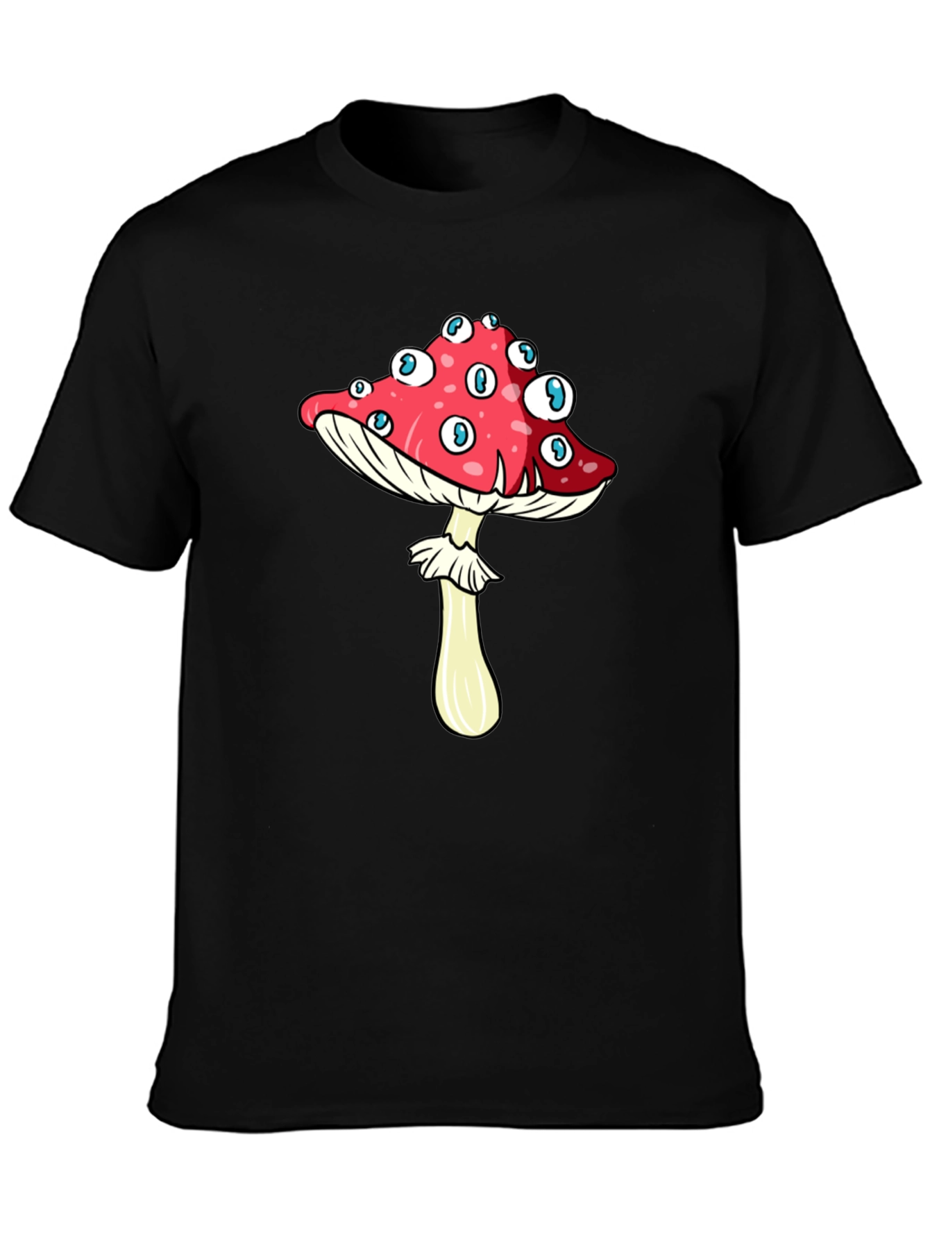 Eye-Catching Mushroom Graphic Tee - Black