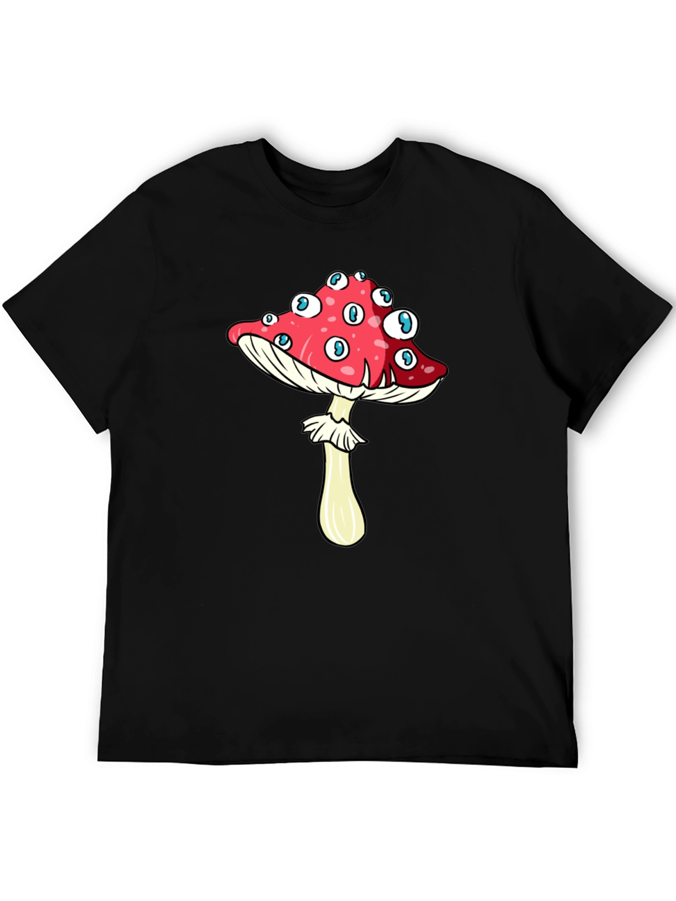 Eye-Catching Mushroom Graphic Tee - Black