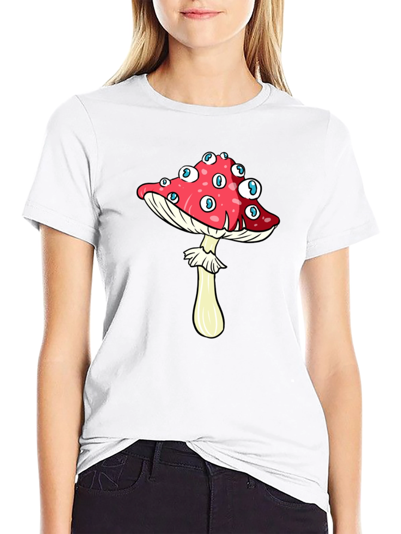 Eye-Catching Mushroom Graphic Tee - Black