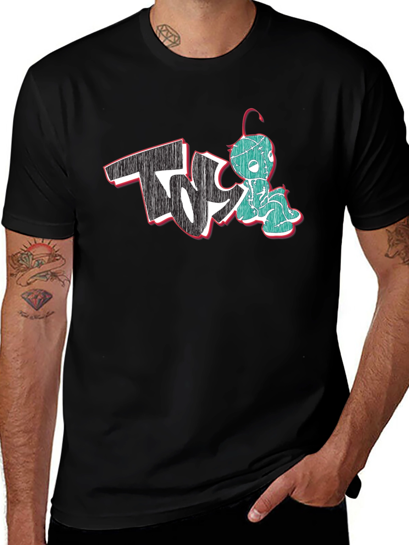 Unique Graphic Print Black T-Shirt