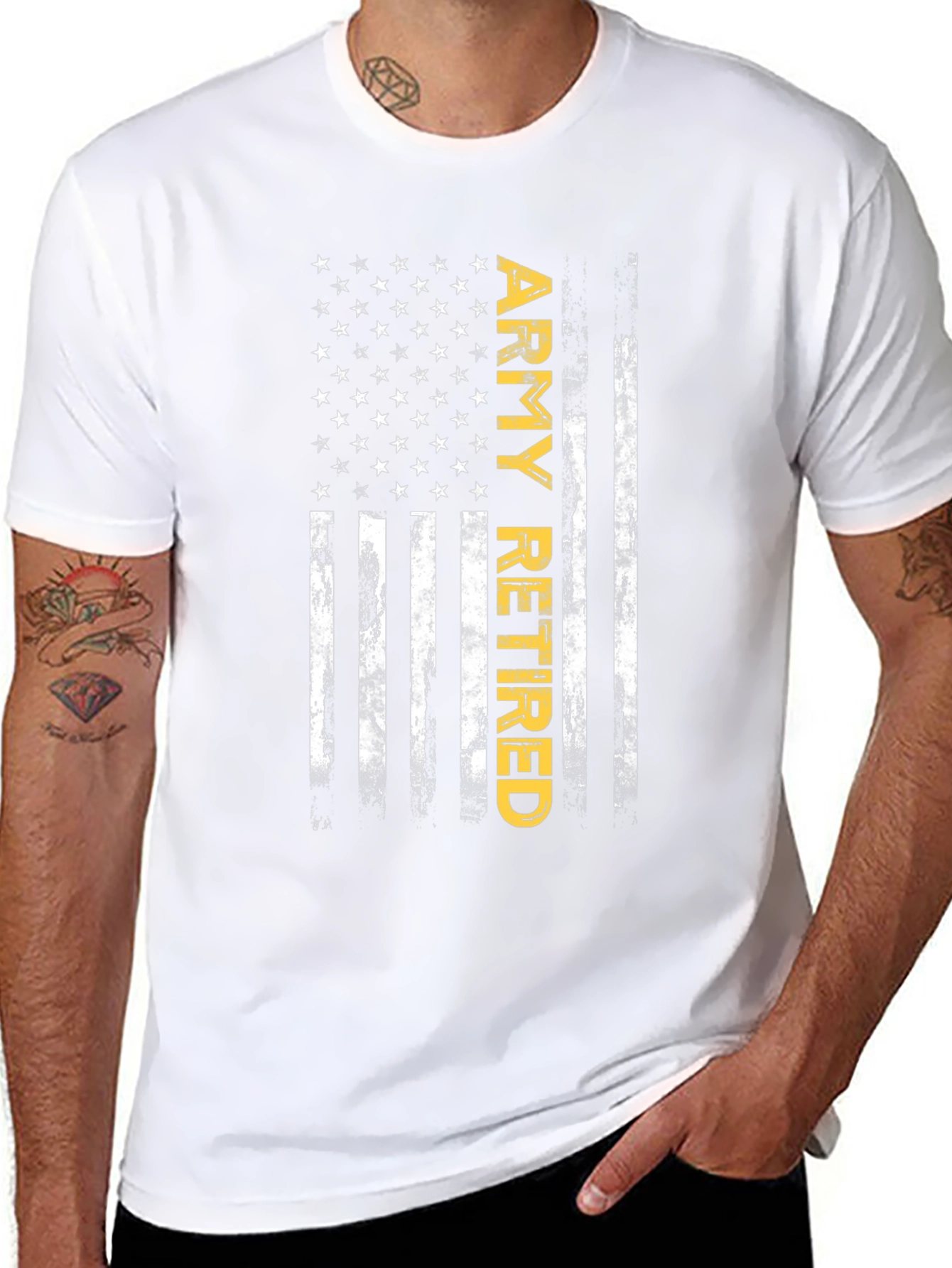 Army Retired American Flag Graphic T-Shirt