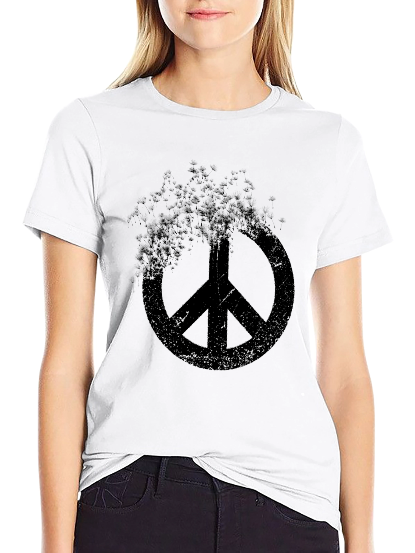 Distressed Peace Sign Black T-Shirt