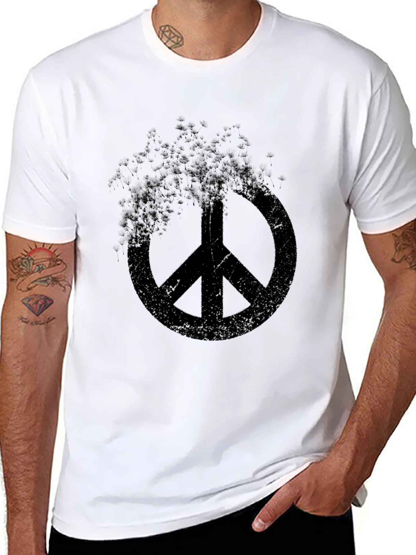Distressed Peace Sign Black T-Shirt