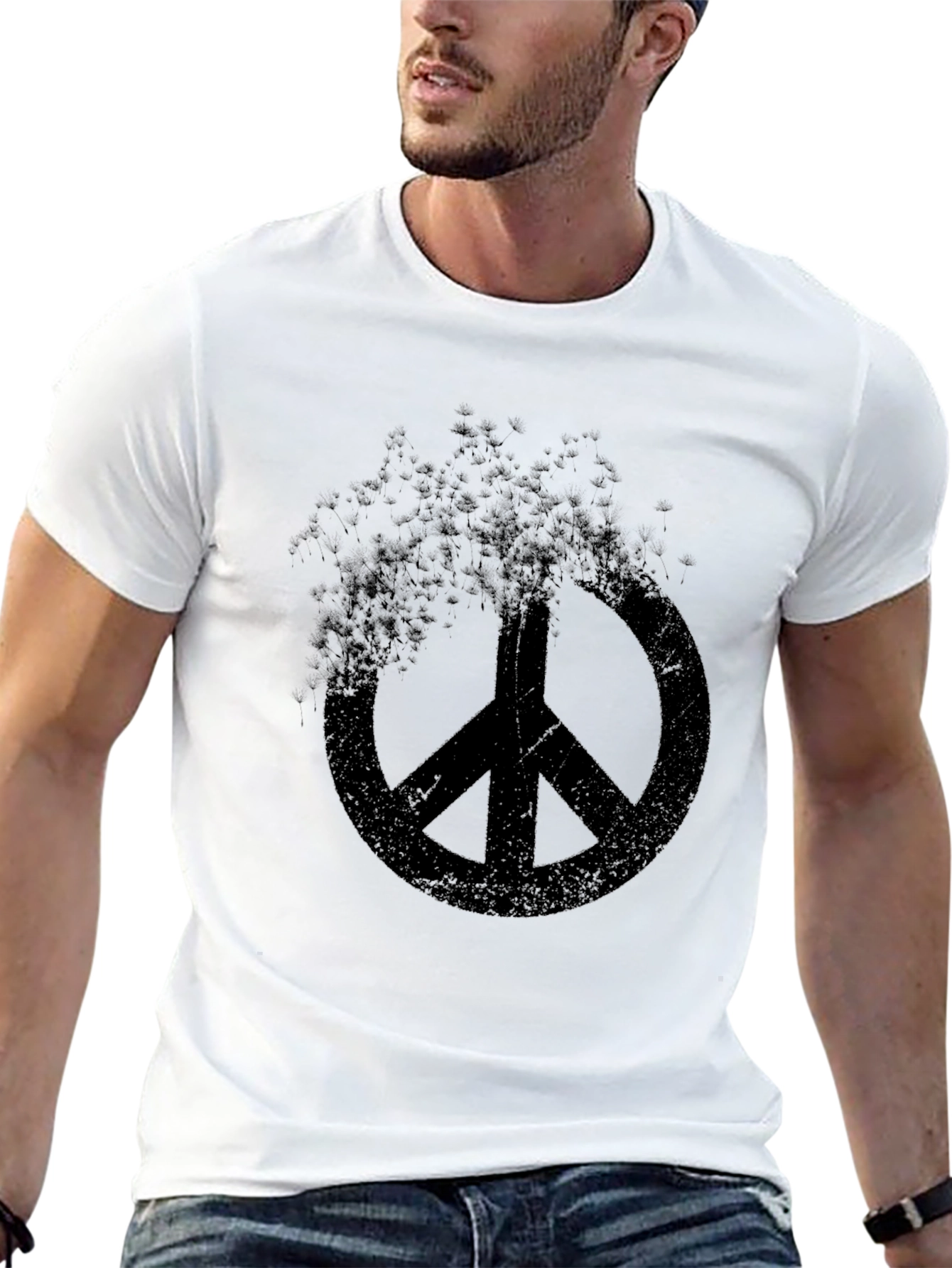 Distressed Peace Sign Black T-Shirt