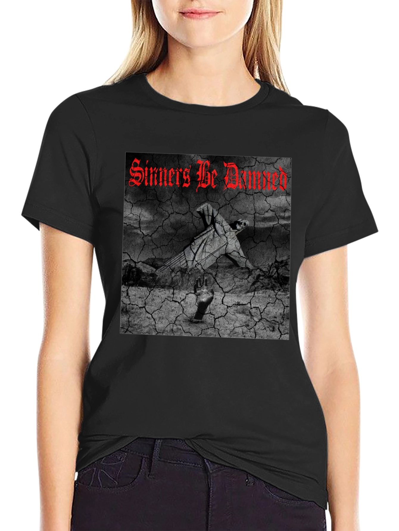 Sinners Be Damned Graphic Tee - Black