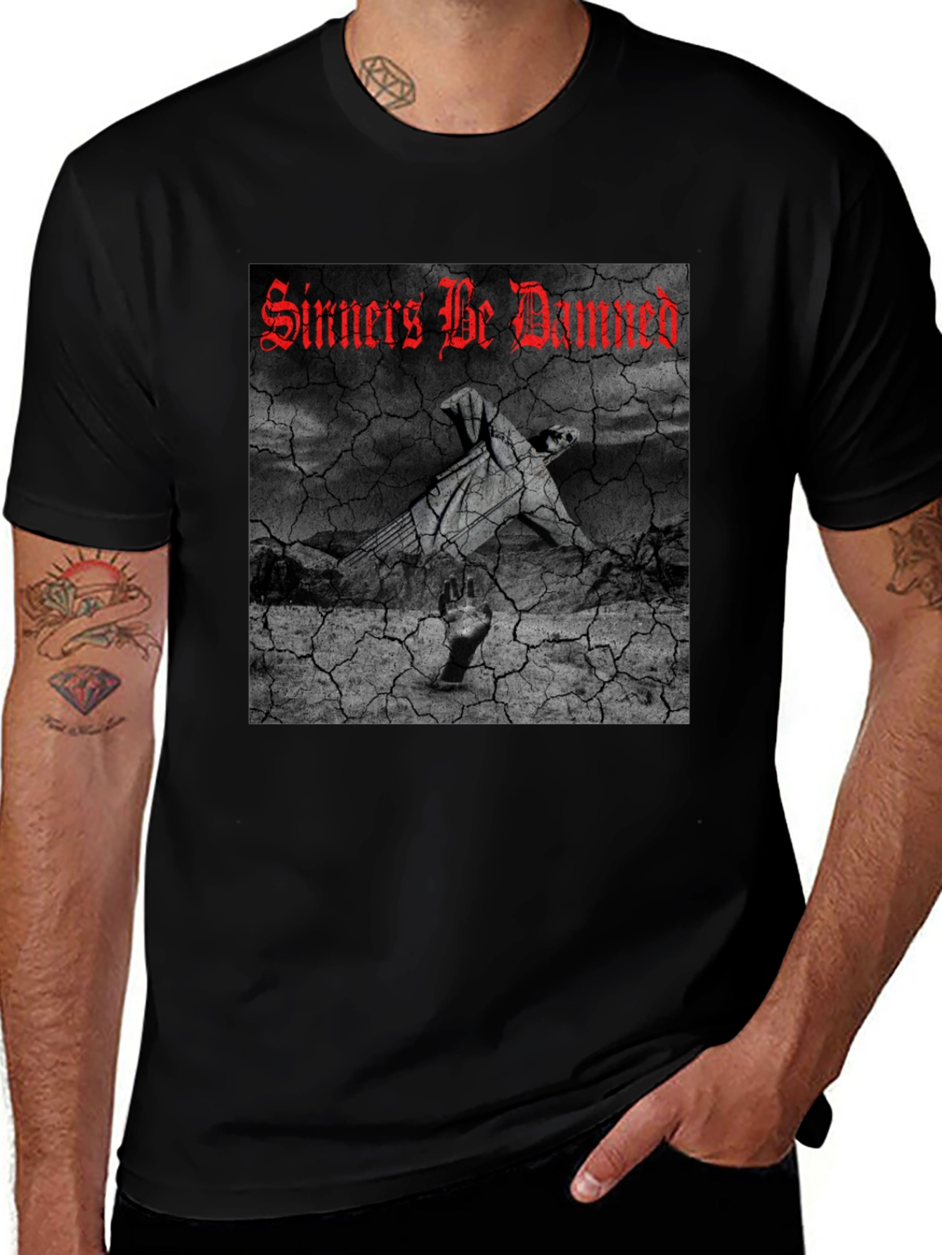 Sinners Be Damned Graphic Tee - Black
